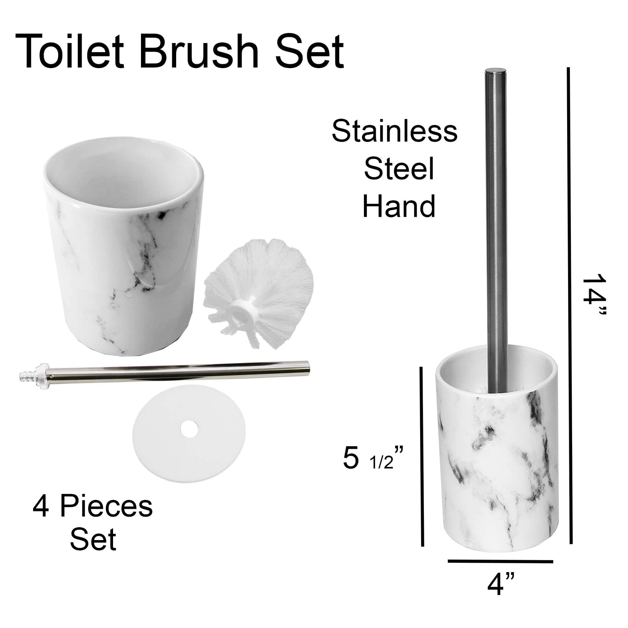 Evideco French Home Goods Marble Dolomite Toilet Brush Set - White with Gray Veining