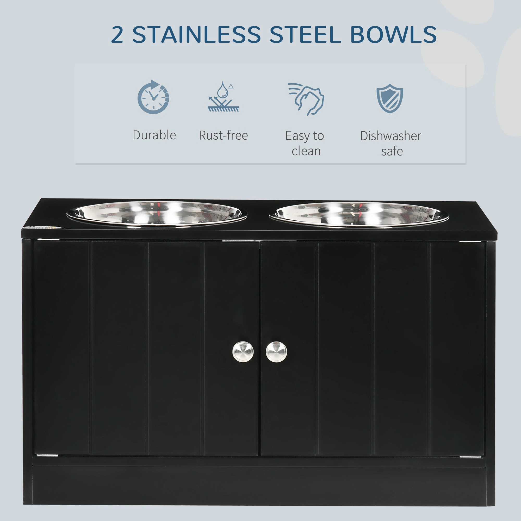 HONGGE Large Elevated Dog Bowls with Storage Cabinet Containing 44L Capacity Raised Bowl Stand Pet Food