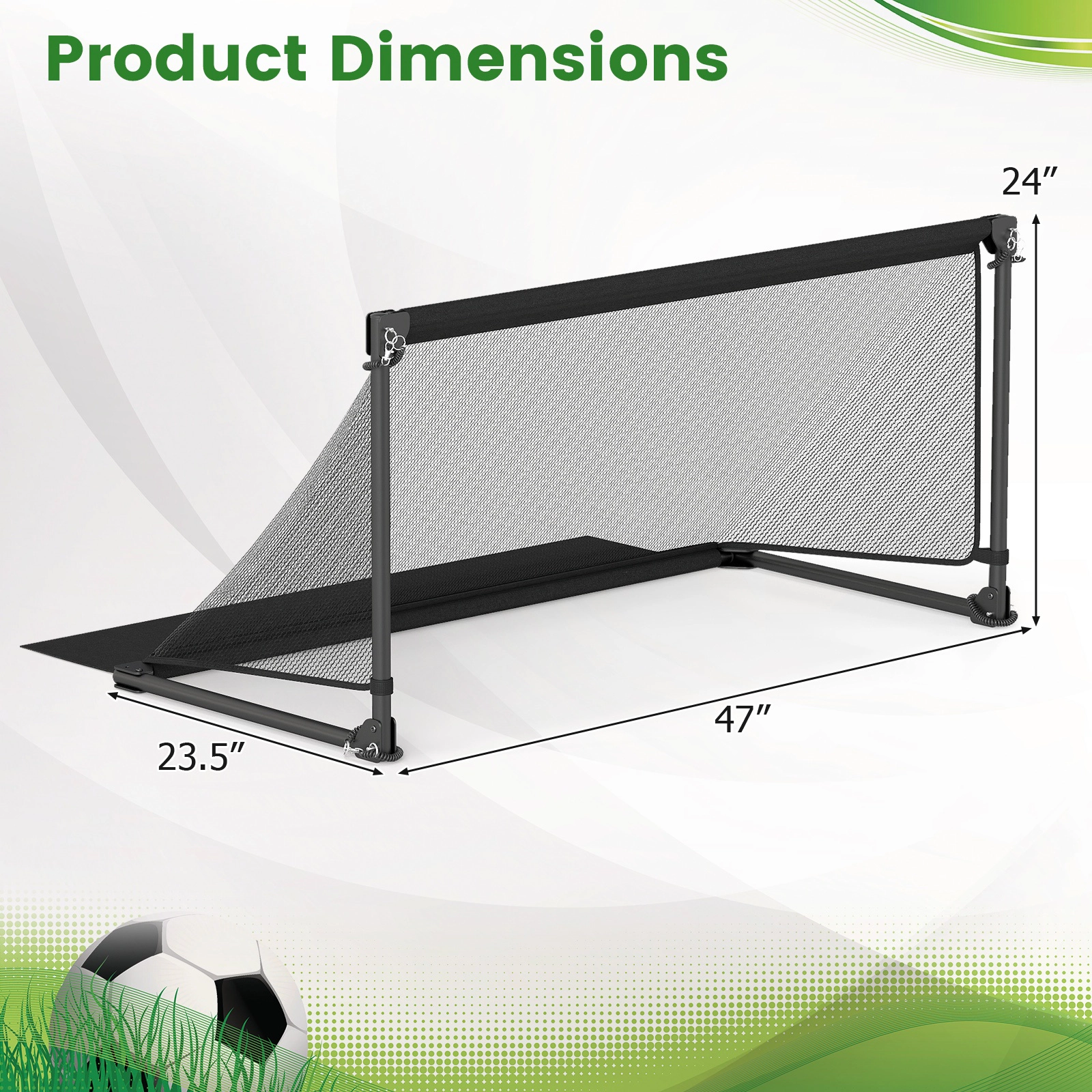 SUGIFT Toddler Black Medium Pop Up Soccer Goal with Powder Coated Metal Frame and Ground Stakes