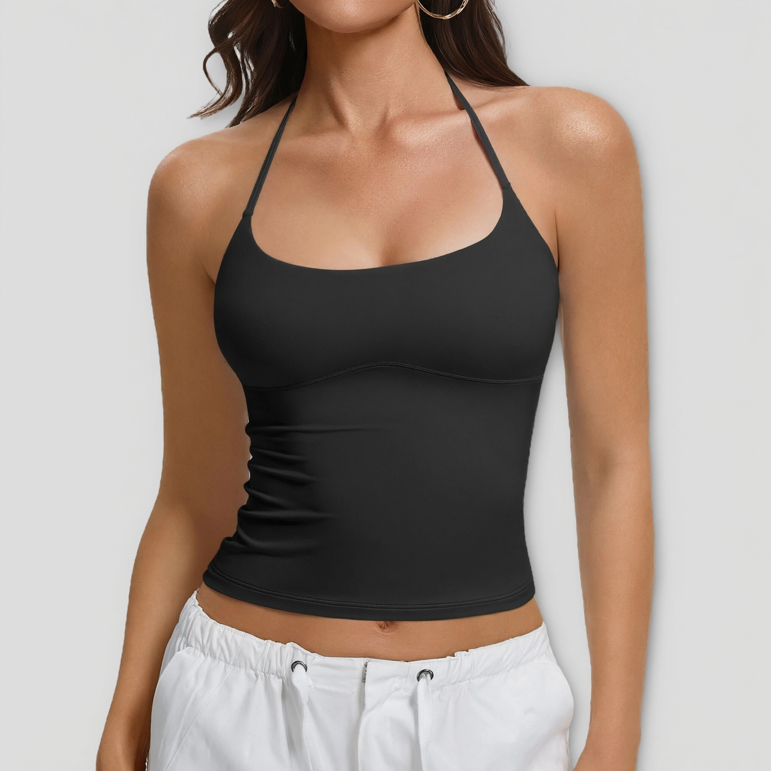 Avidlove Women's Adjustable Tie Halter Backless Double Lined Cropped Camisole Tank Top