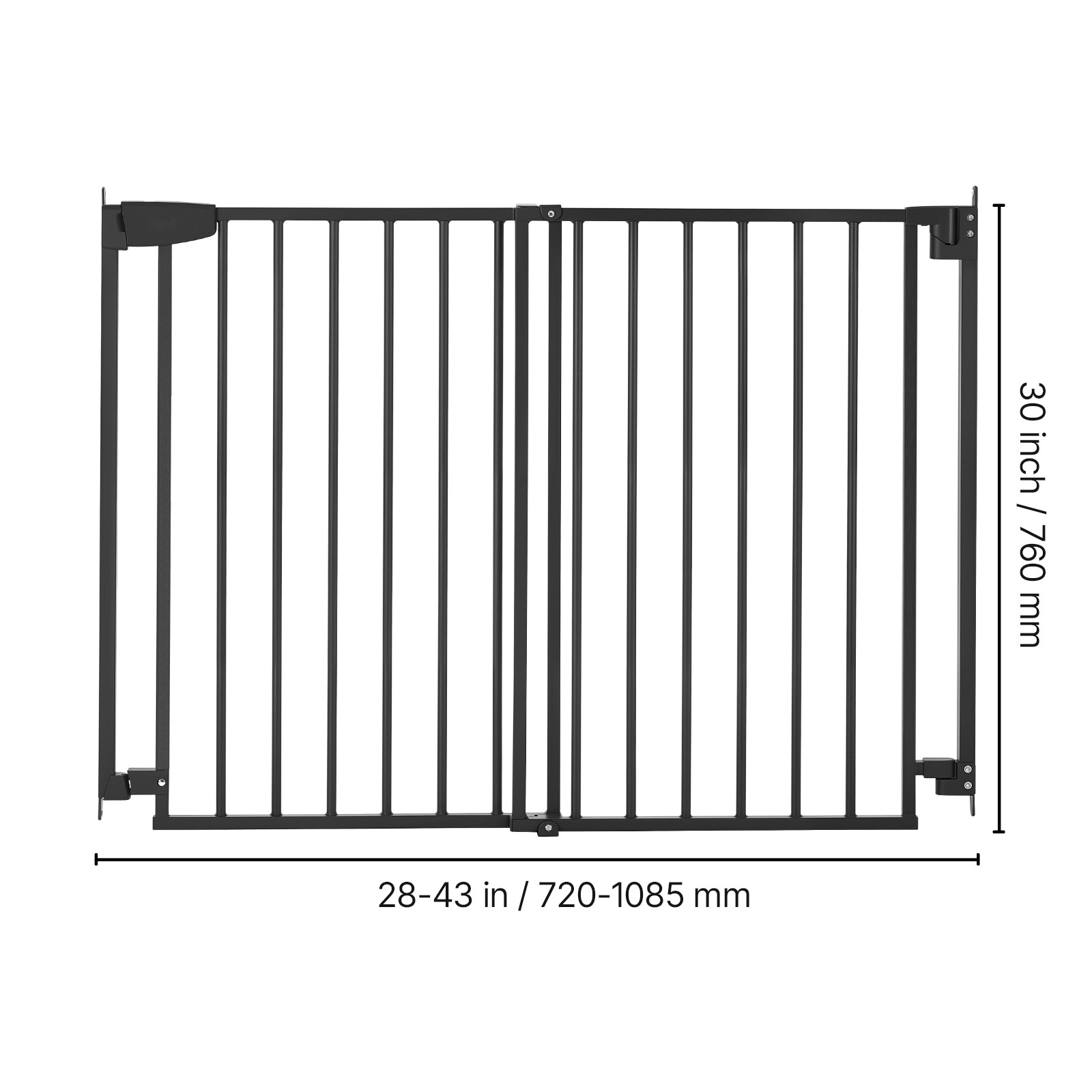 HONGGE Baby Gate for Stairs Adjustable Width Dog No Bottom Bar One-Handed Operation Easy Drilling Installation