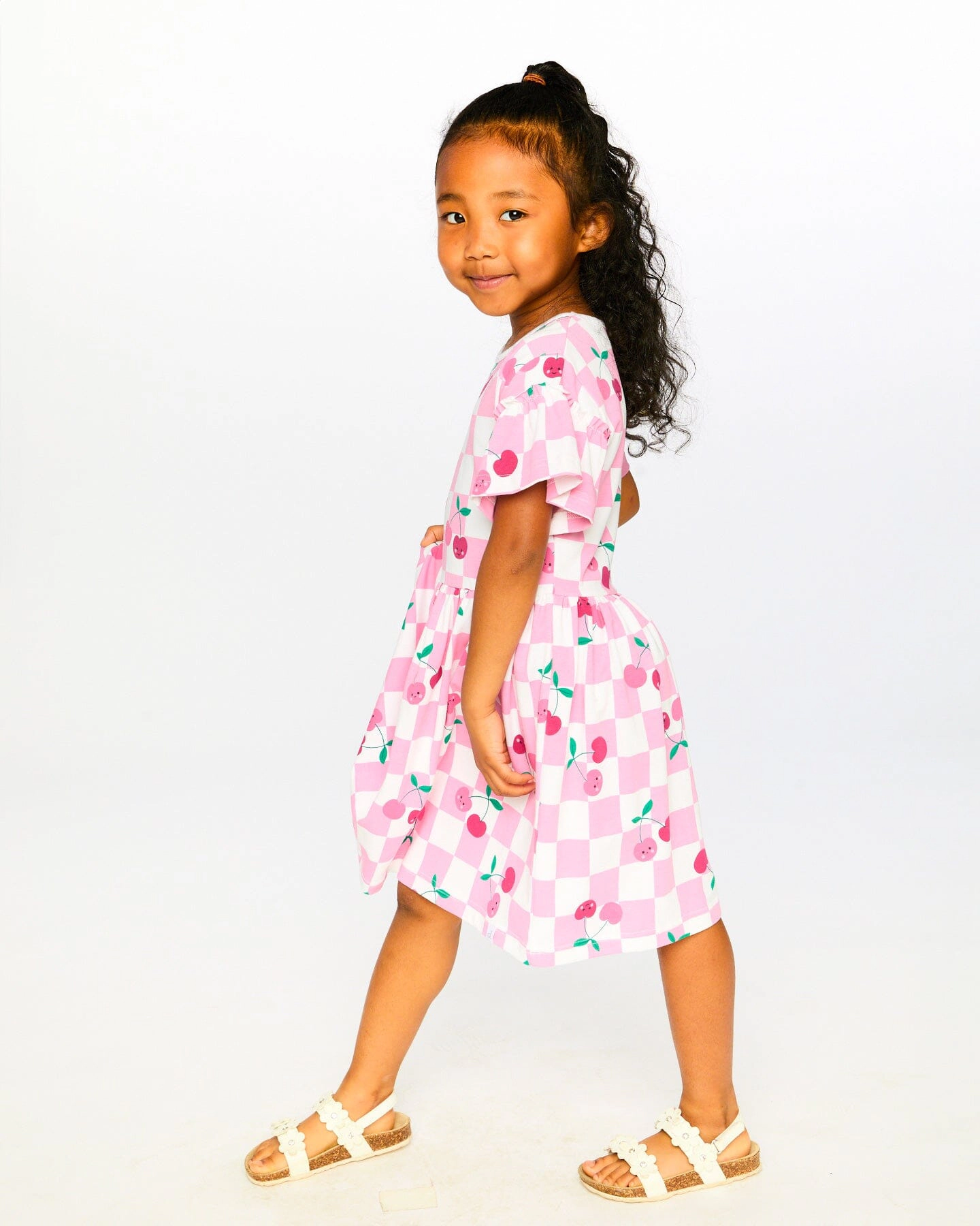 Deux par Deux Girls Organic Cotton Jersey Dress Printed Cherries