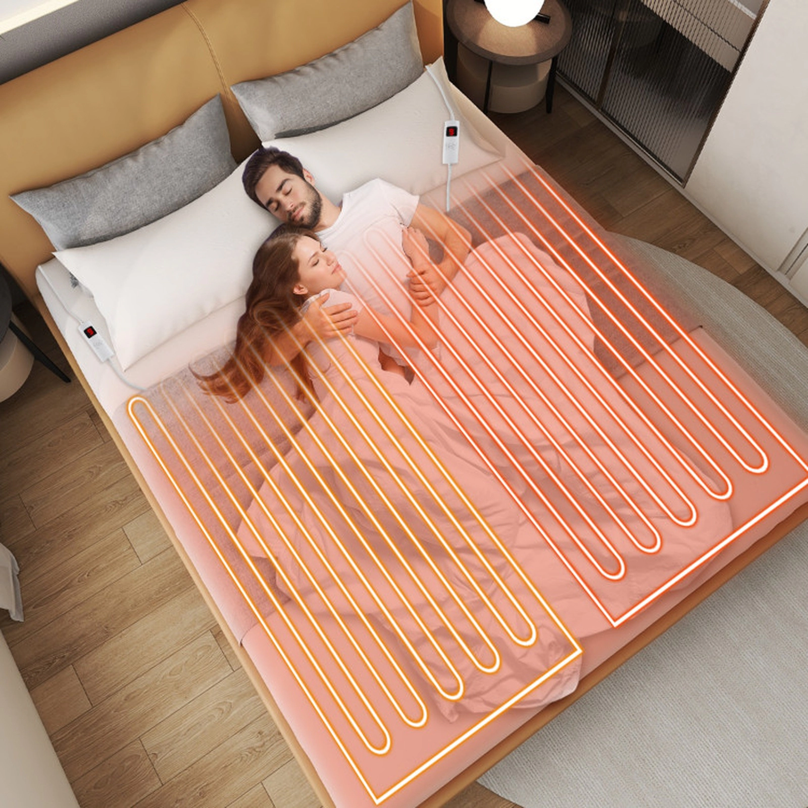 SUGIFT Queen Size Dual Controller 9 Heat Settings 9-Hour Auto Off Electric Heated Mattress Pad 80-in x 60-in White