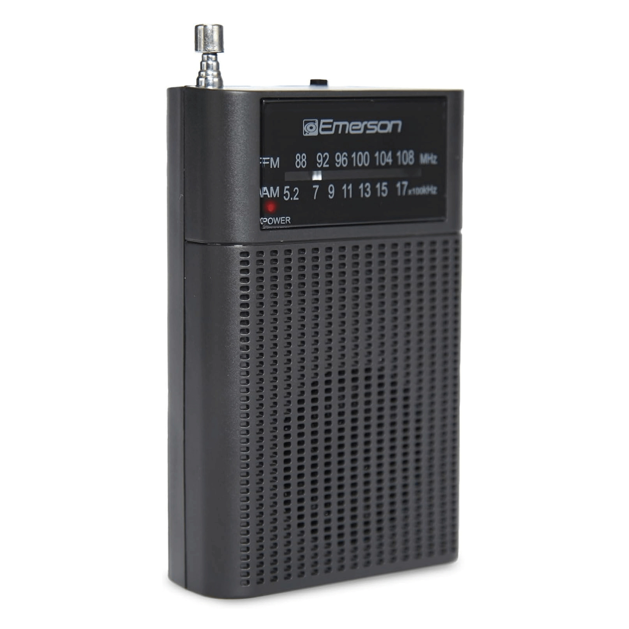 Emerson Portable AMFM Radio with Built-In Speaker and Easy Removable Belt Clip