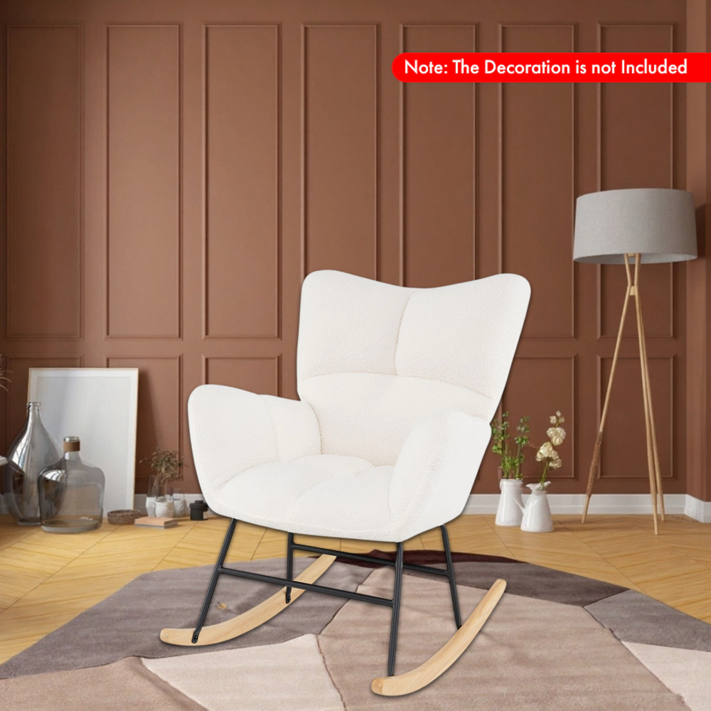 Hivvago Modern Upholstered Rocking Chair with Supportive Back and Armrests