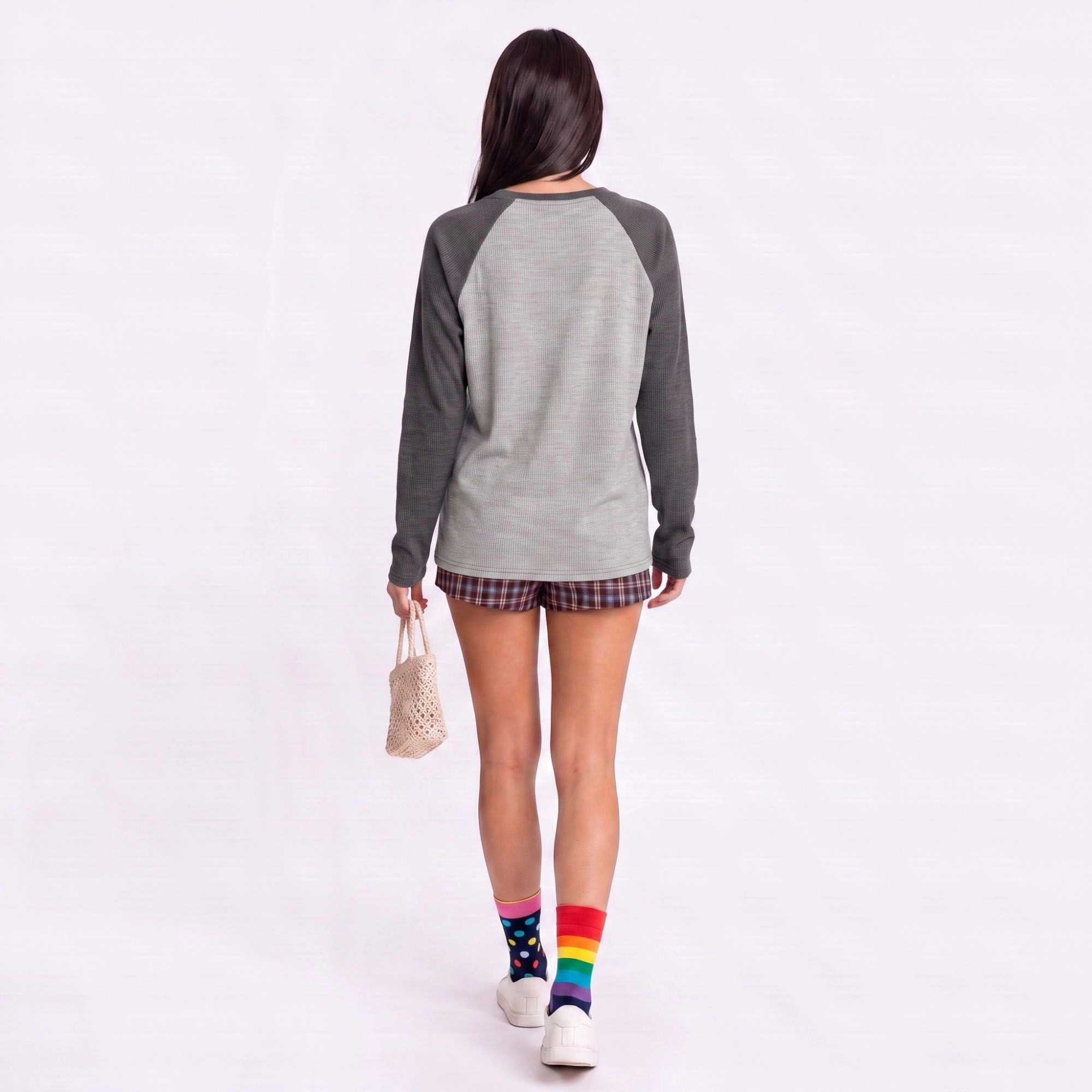 Anna-Kaci Women's Colorblock Waffle Knit Raglan Long Sleeve Top