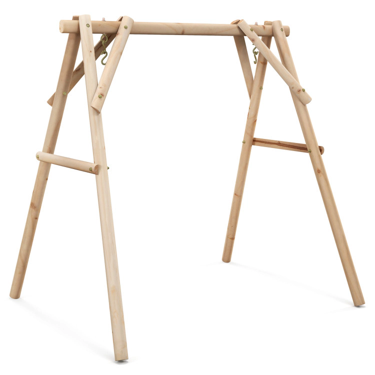 Hivvago Heavy Duty Wooden Swing Frame With Reinforced Bars