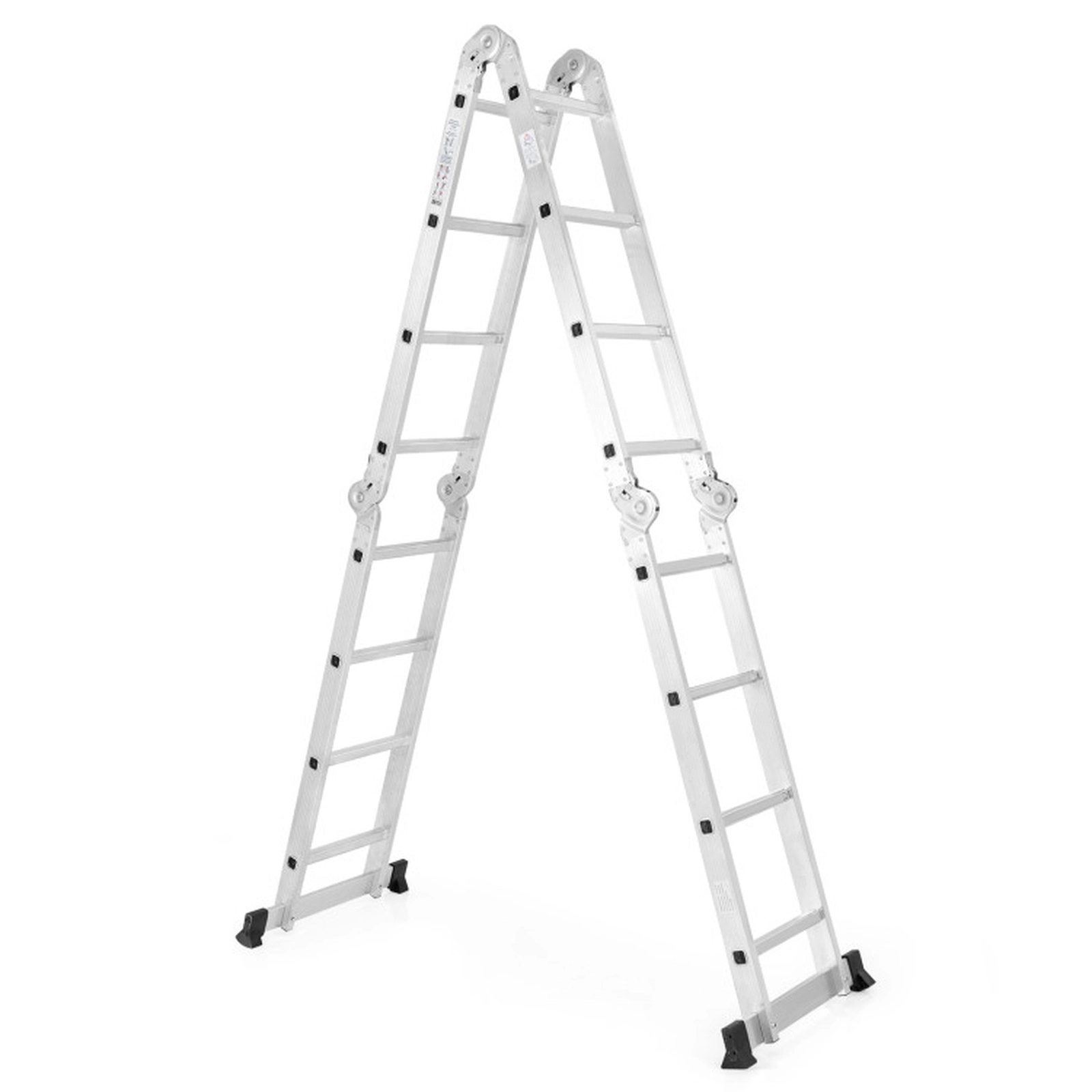 SUGIFT 15-ft 7-in-1 Folding Aluminum Alloy Multi-Purpose Ladder 24-in x 4.5-in x 181.5-in 330-lb Capacity Silver