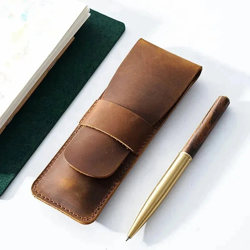 Steel Horse Leather Unisex Paiman Leather Pen Holder | Handmade Leather Fountain Pen Pouch