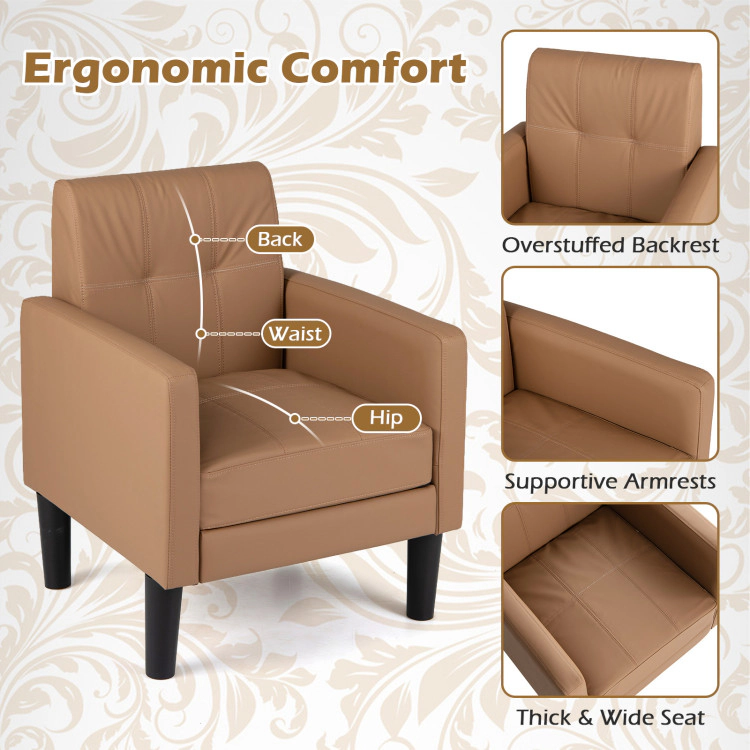 Hivvago Set Of 2 Pu Leather Modern Accent Chair With Removable Seat Cushion