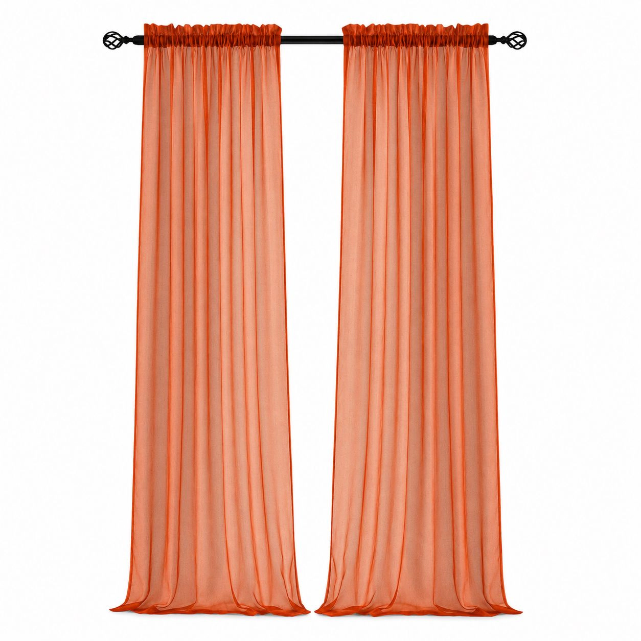 Kate Aurora 2 Pack Basic Home Rod Pocket Sheer Voile Window Curtains