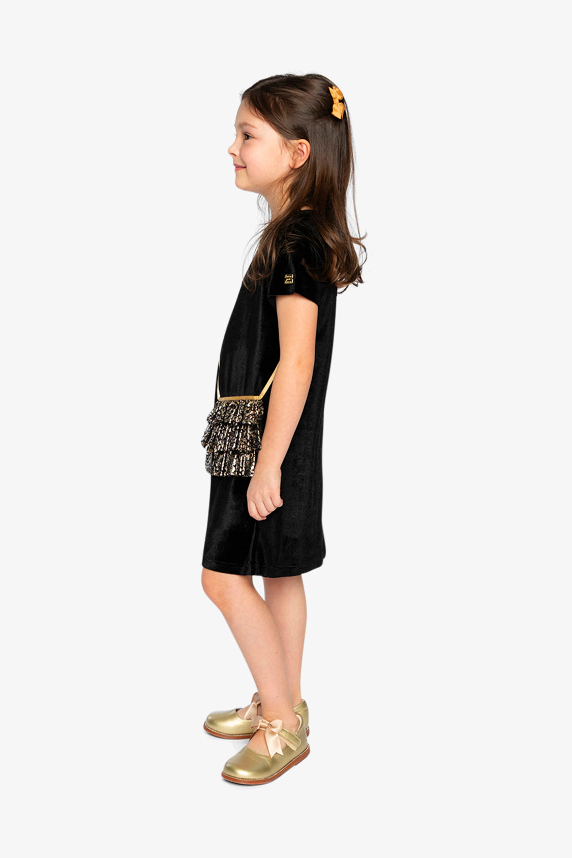 Deux par Girls Sleeveless A-Line Dress with Metallic Bag Appliqué
