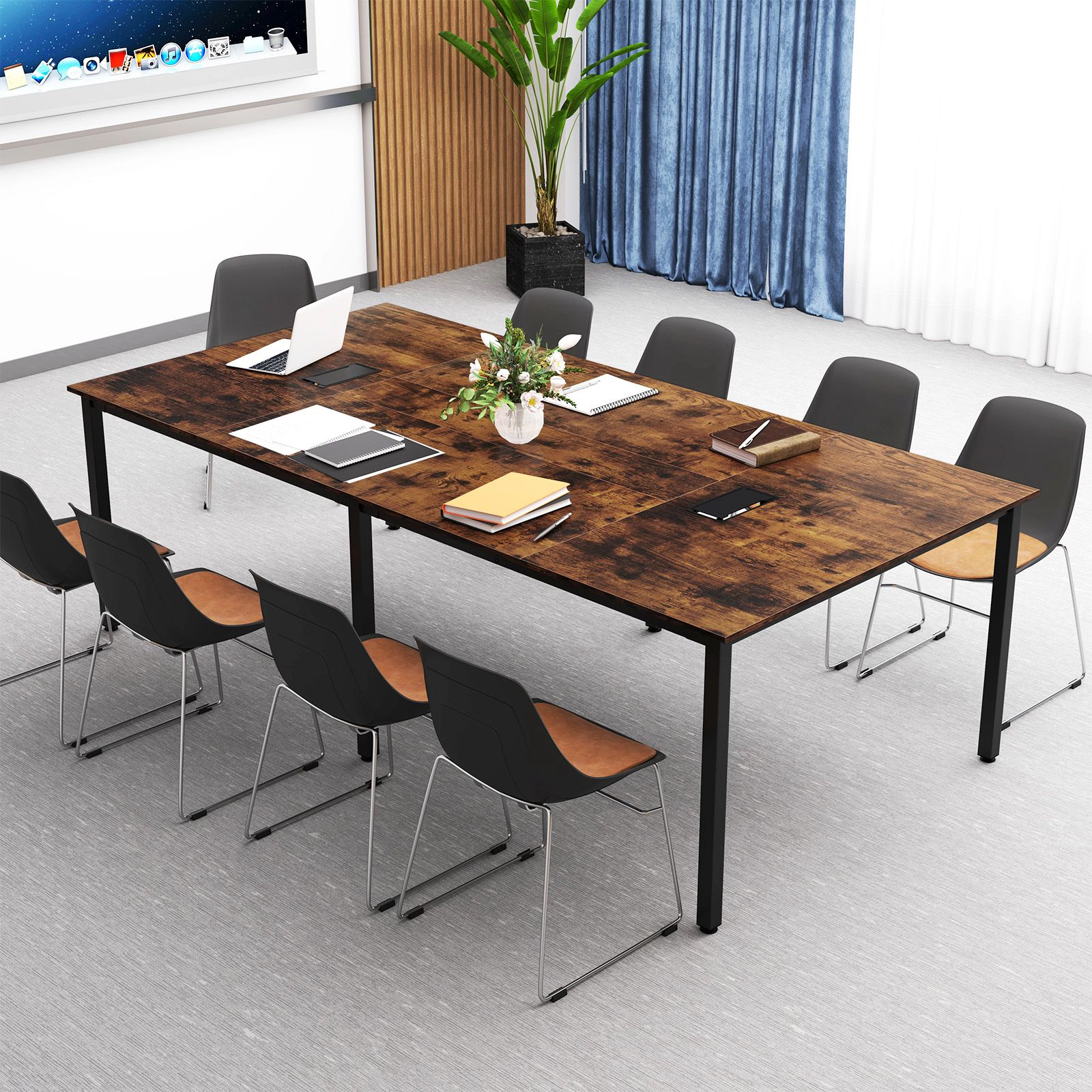 SlickBlue 95 Inch Meeting Room Conference Table With Metal Frame