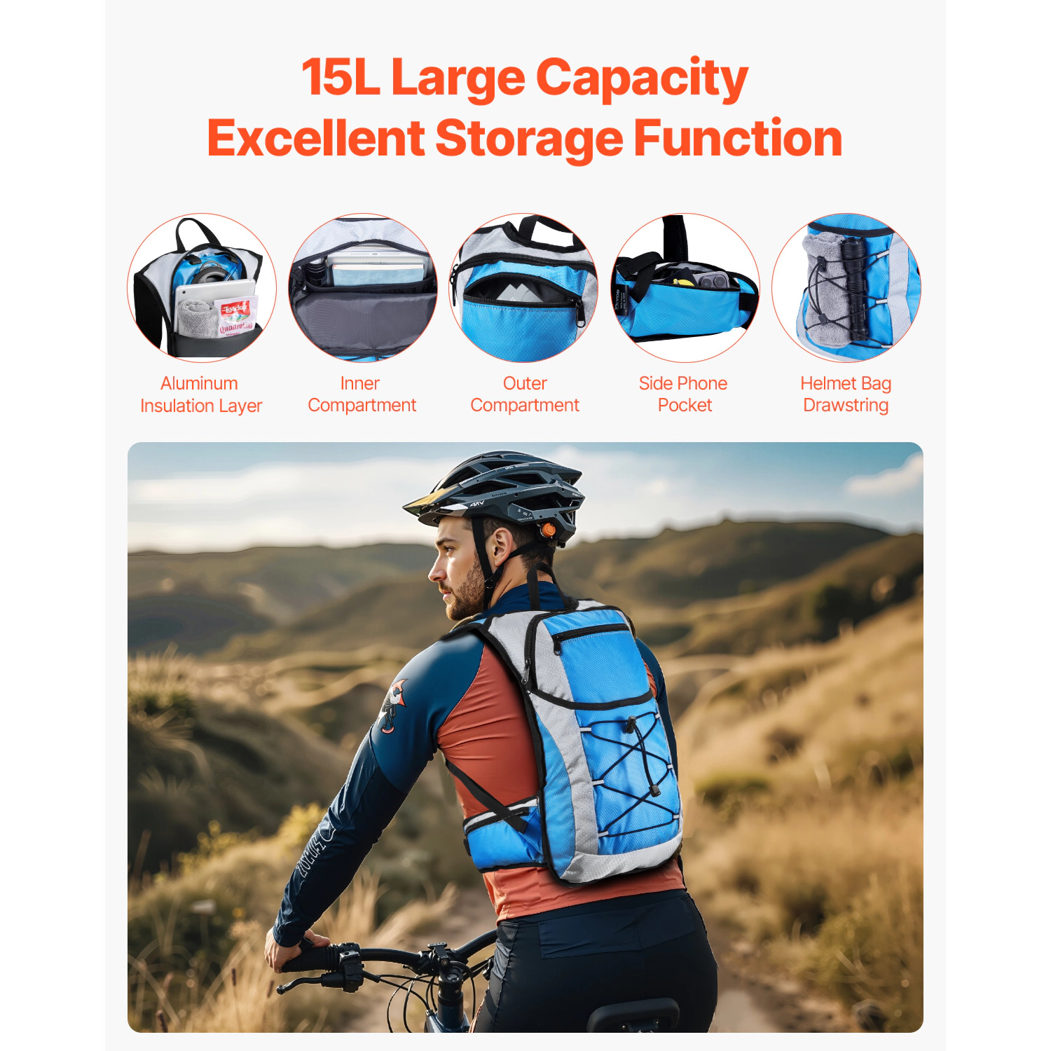 HONGGE Hydration Backpack Insulated Hydration Pack Backpack with TPU Water Bladder Hiking Water Backpack with Storage