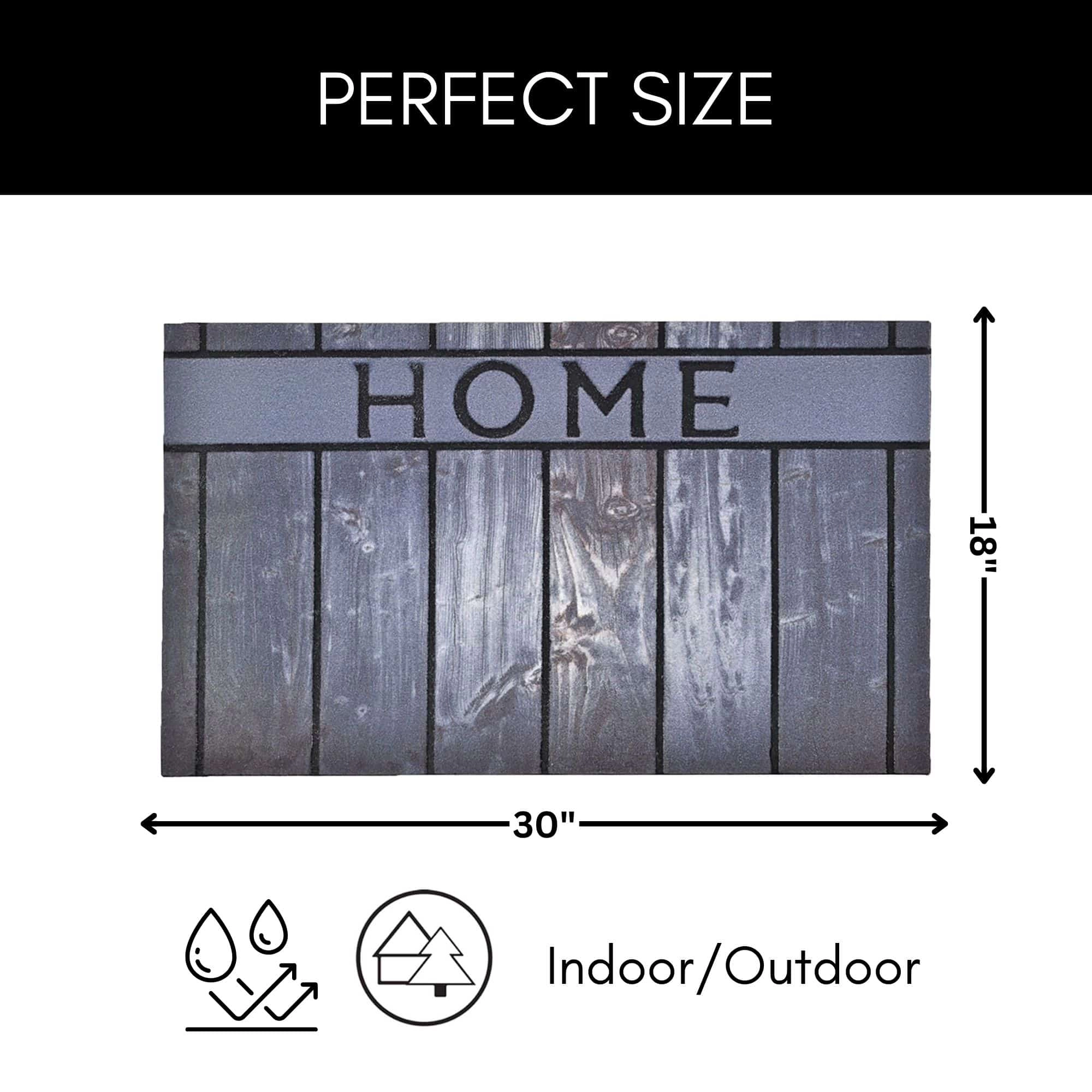 Evideco French Home Goods Gray Home Wood Rubber Doormat 30 x 18 Inches