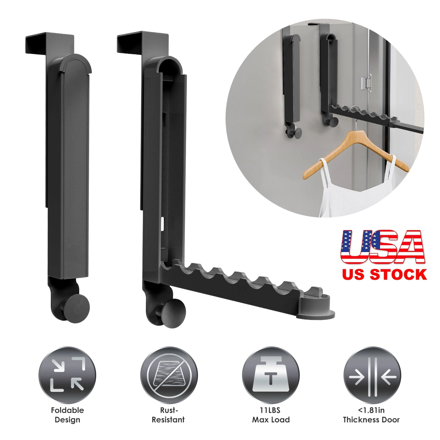 GBruno 2-Pc Foldable Over Door Hanger Hooks