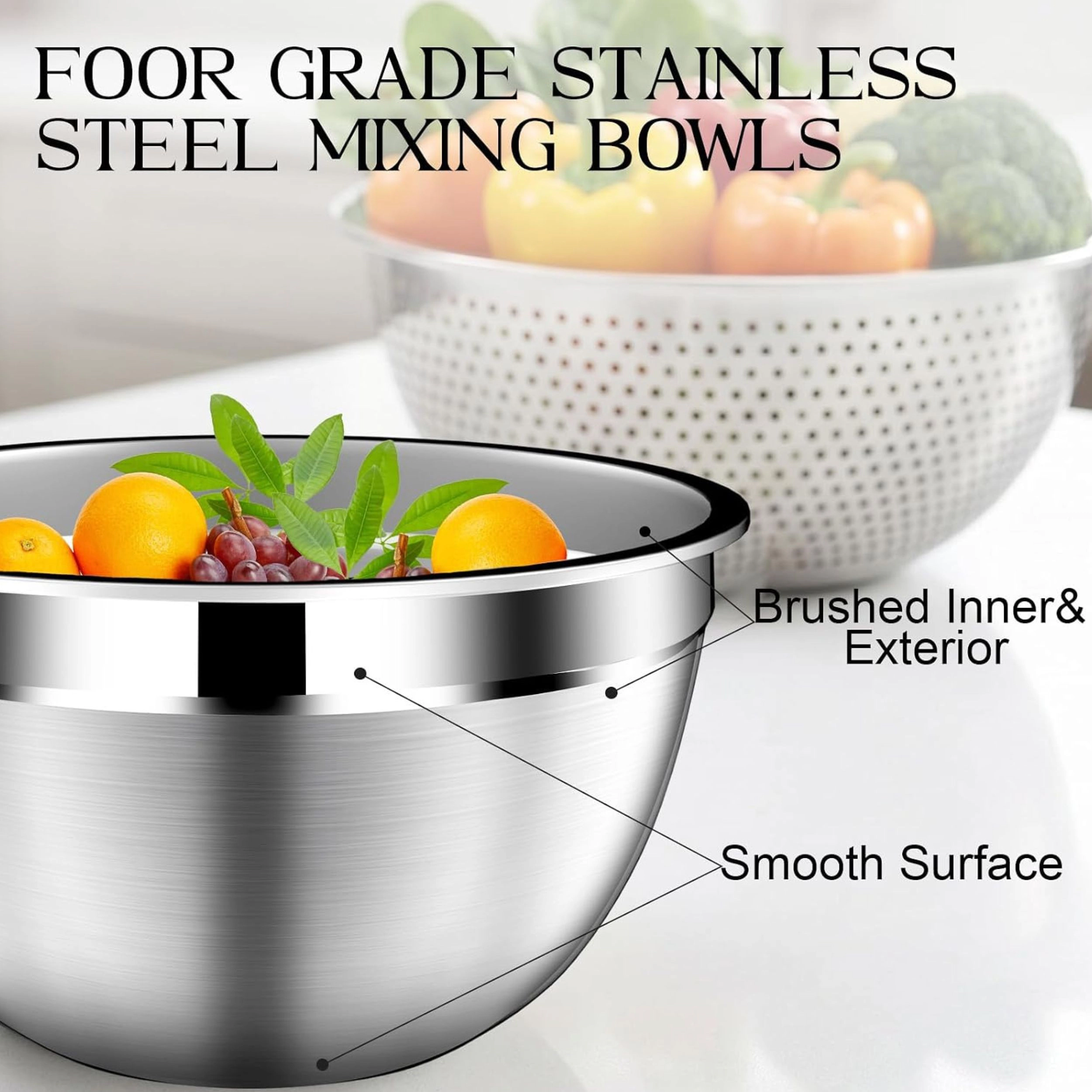 Stock Preferred Stainless Steel Mixing Bowls with Lids Colander and Strainer Set