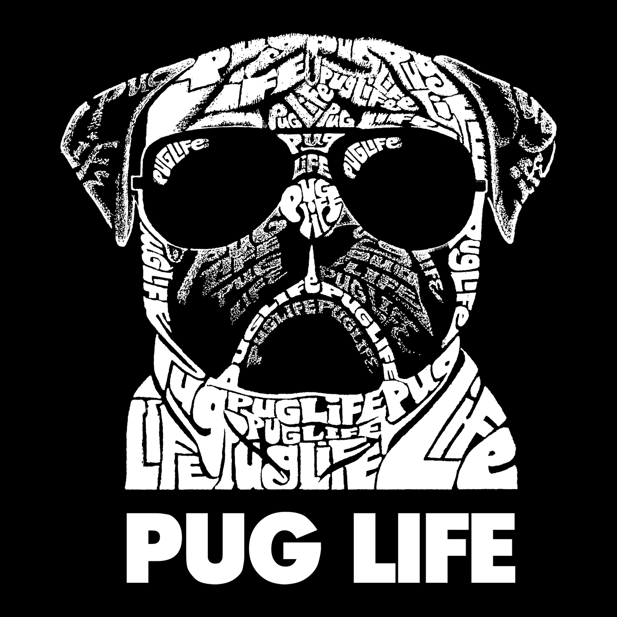LA Pop Art Men's Cotton/Poly Blend Word T-Shirt - Pug Life