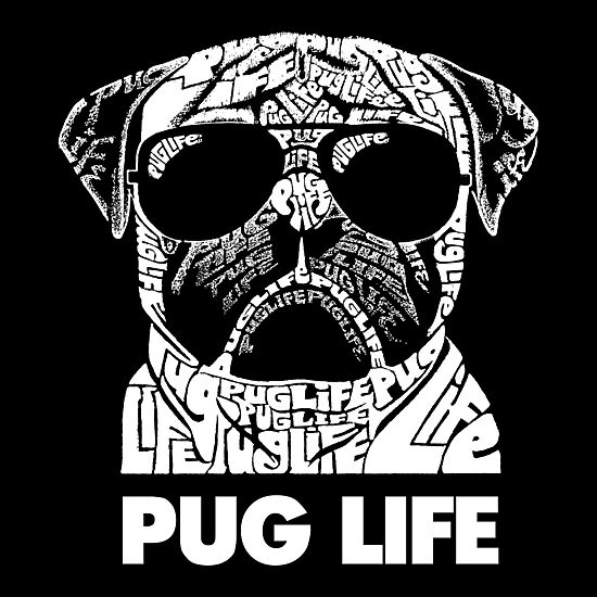 LA Pop Art Pug Life - Men's Word Art Hooded Sweatshirt