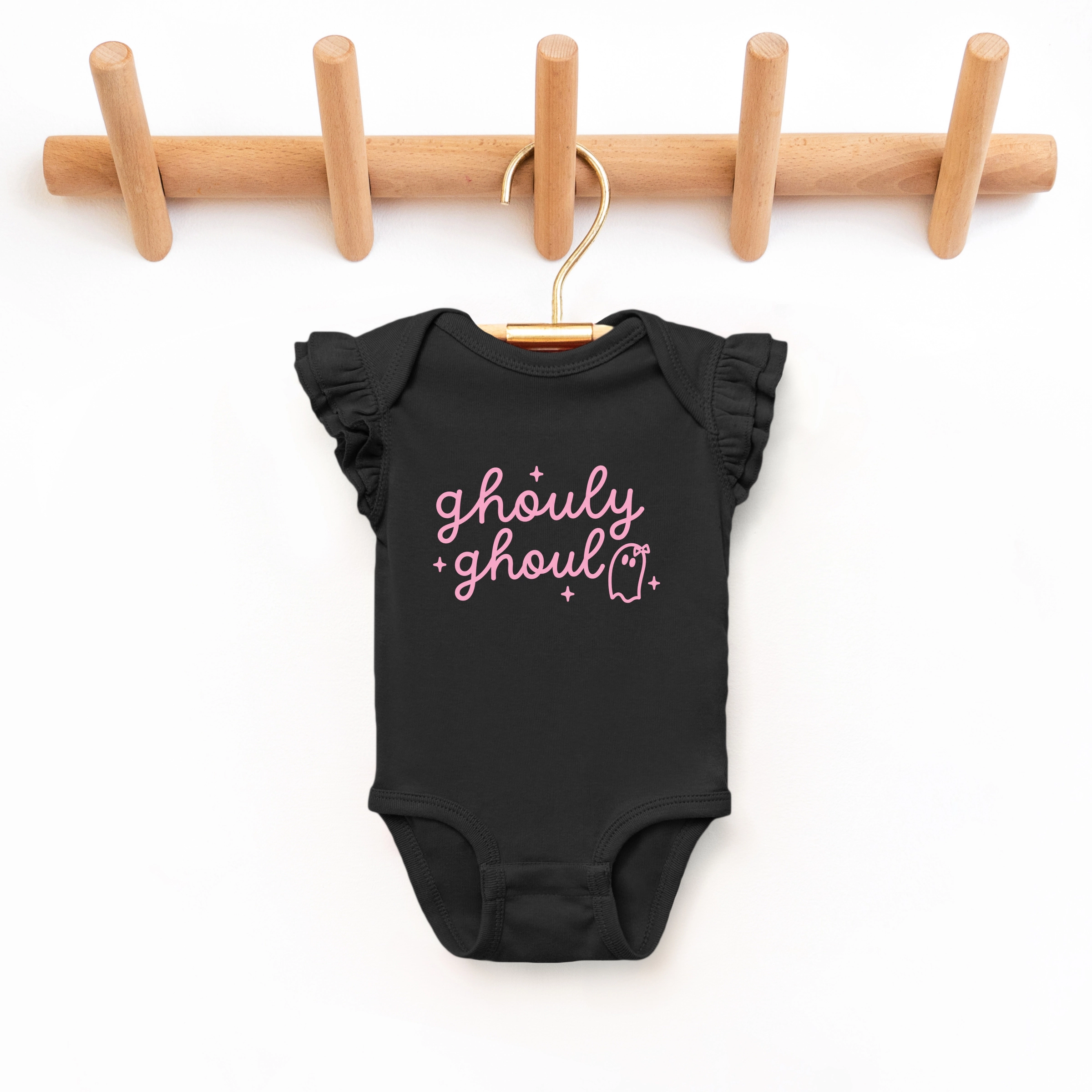 The Juniper Shop - Infant Girl's Flutter Sleeve Bodysuit Ghouly Ghoul