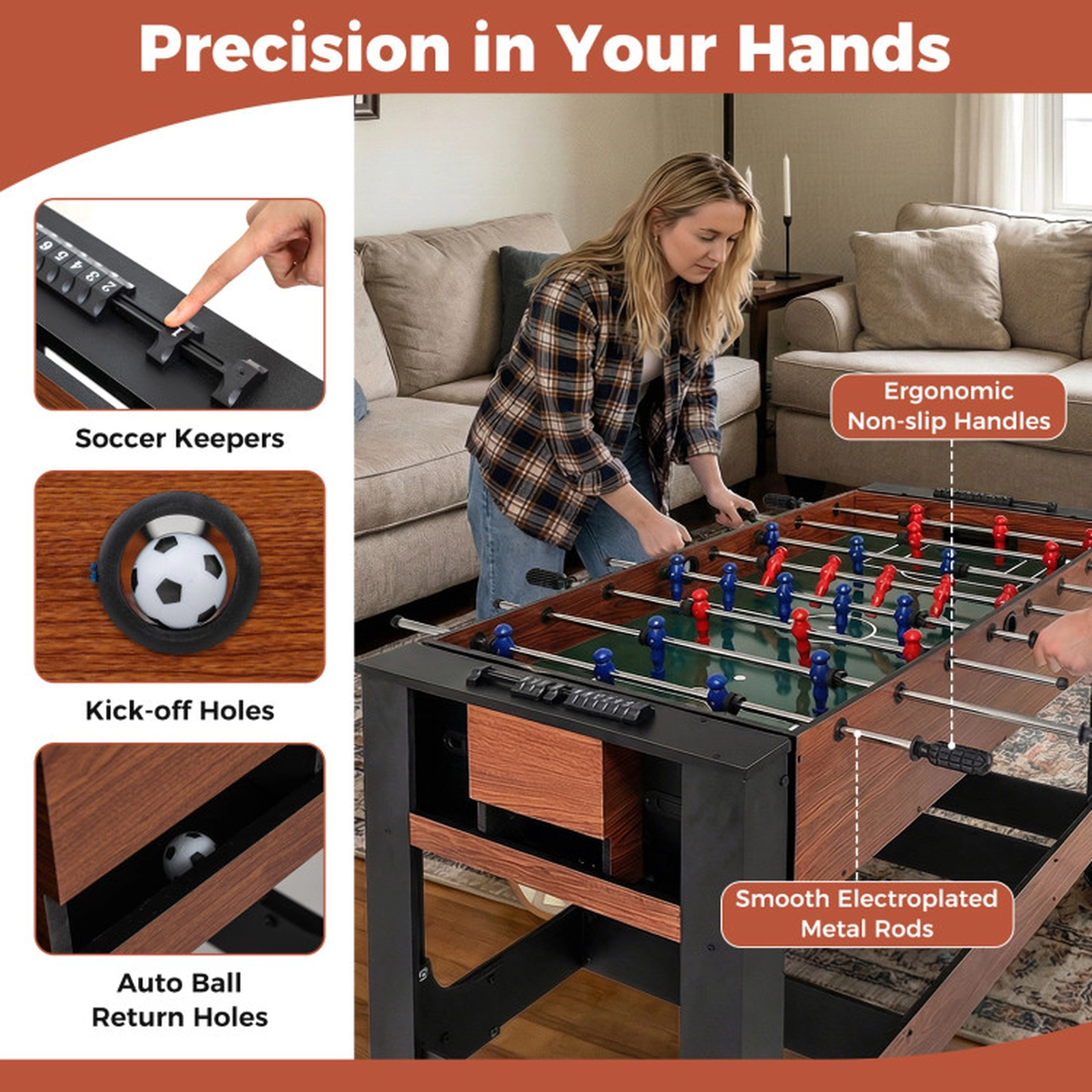 SUGIFT 54-Inch 2-in-1 Flip-and-Lock Foosball and Billiard Table, Black and Brown