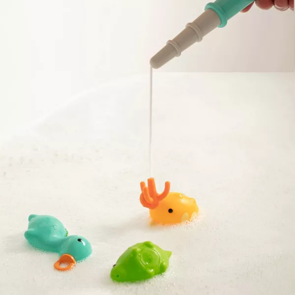 Sperric Fun Dinosaur Fishing Game for Kids 5Pk Magnetic Floating Bath & Pool Toy Set w/ Wind-Up Rods Engaging Water Play