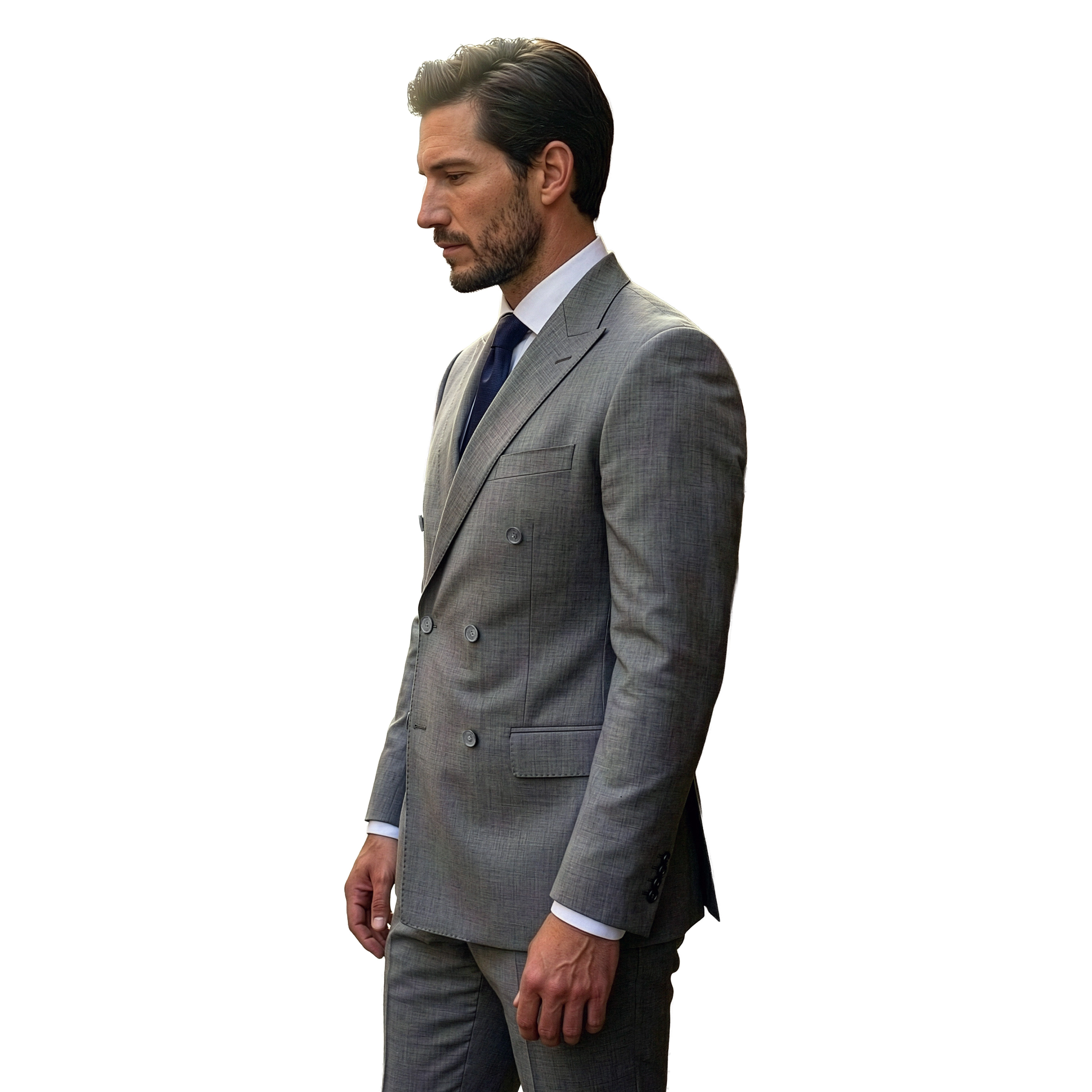 Tazzio Mens Slim Fit Double Breasted 2 Piece Suit Set, Pick Stitched