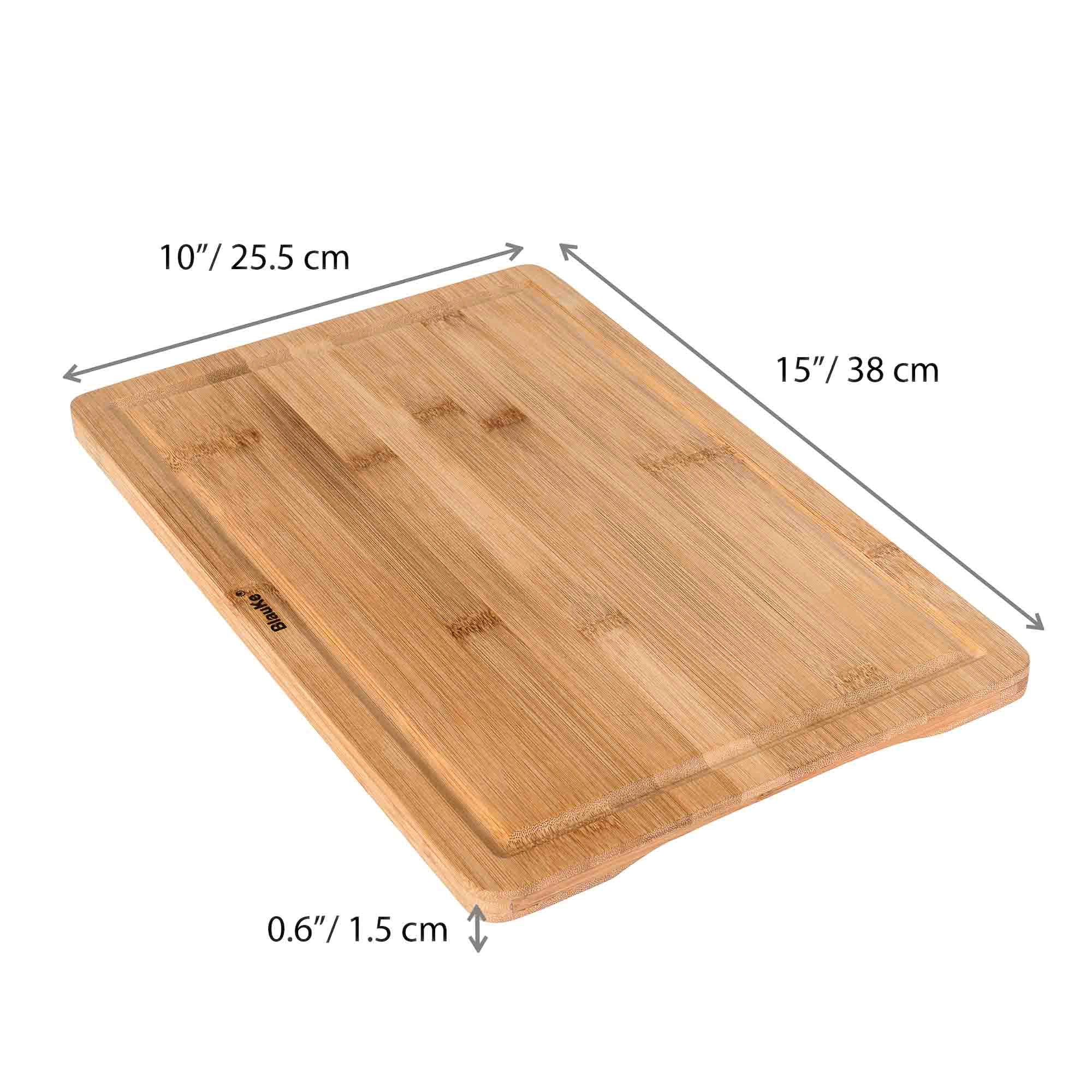Wood Cutting Board for Kitchen - Wooden Serving Tray - 15x10inch Bamboo Chopping Board with Juice Groove and Handles