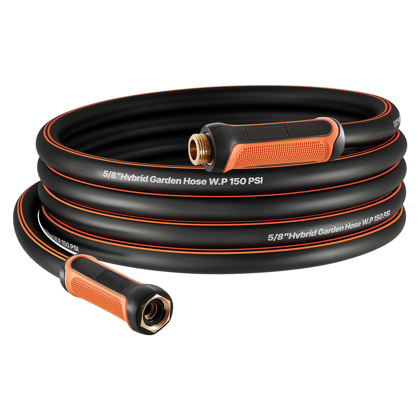 HONGGE Garden Hose 5/8" Heavy Duty 4-Layer Rubber Water Hose 150PSI Working & 600PSI Burst Flexible & Non-kink Outdoor