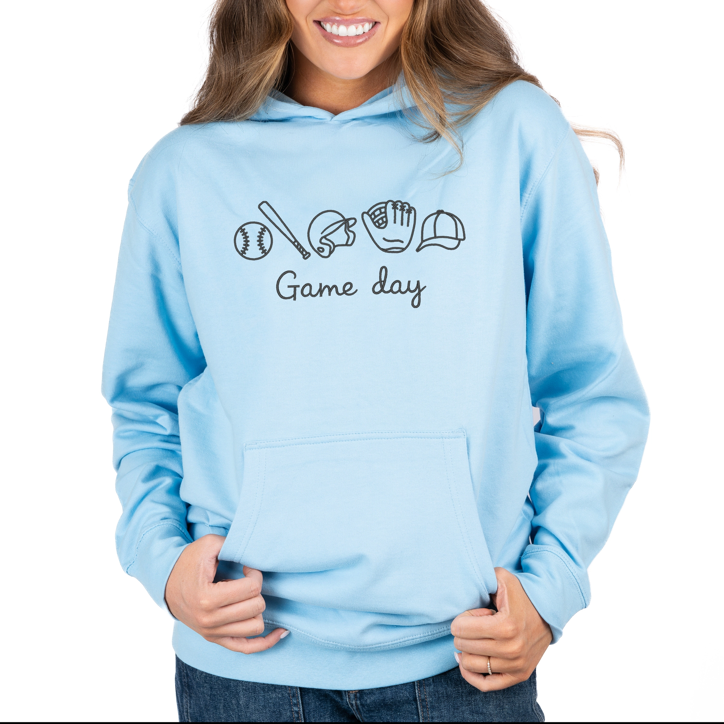 Simply Sage Market - Embroidered Baseball Game Day Icons Women's Graphic Hoodie