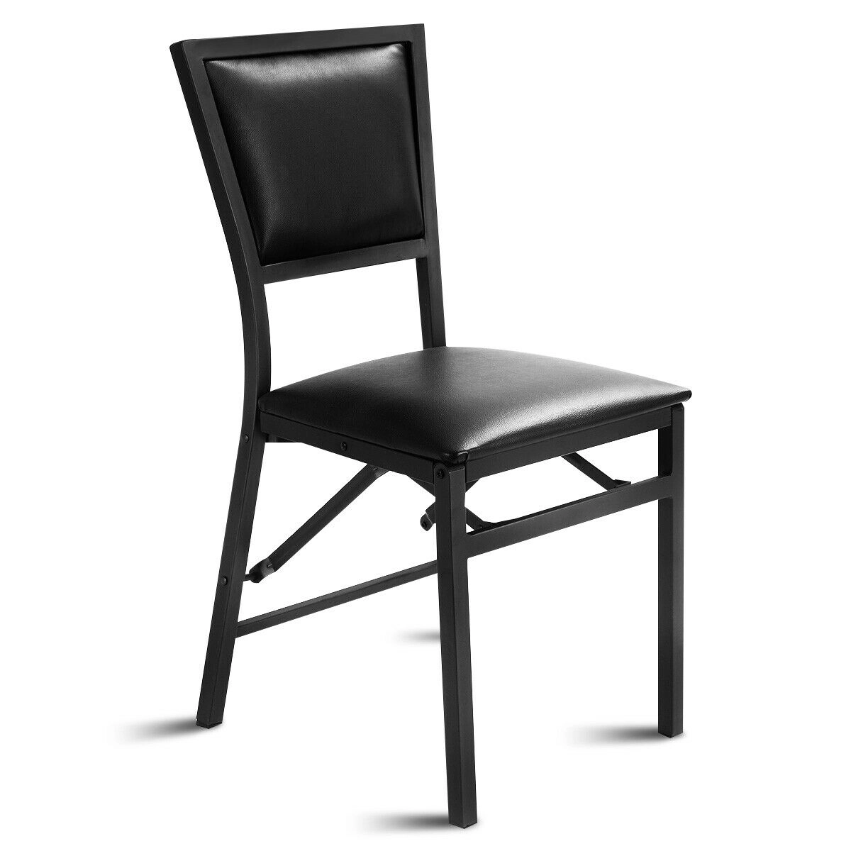 LJG Set of 2 Metal Folding Dining Chair with Space Saving Design