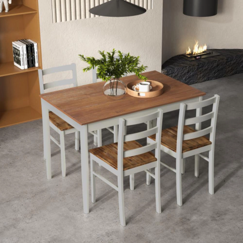 Hivvago 5-Piece Wooden Dining Set With Rectangular Table And 4 Chairs
