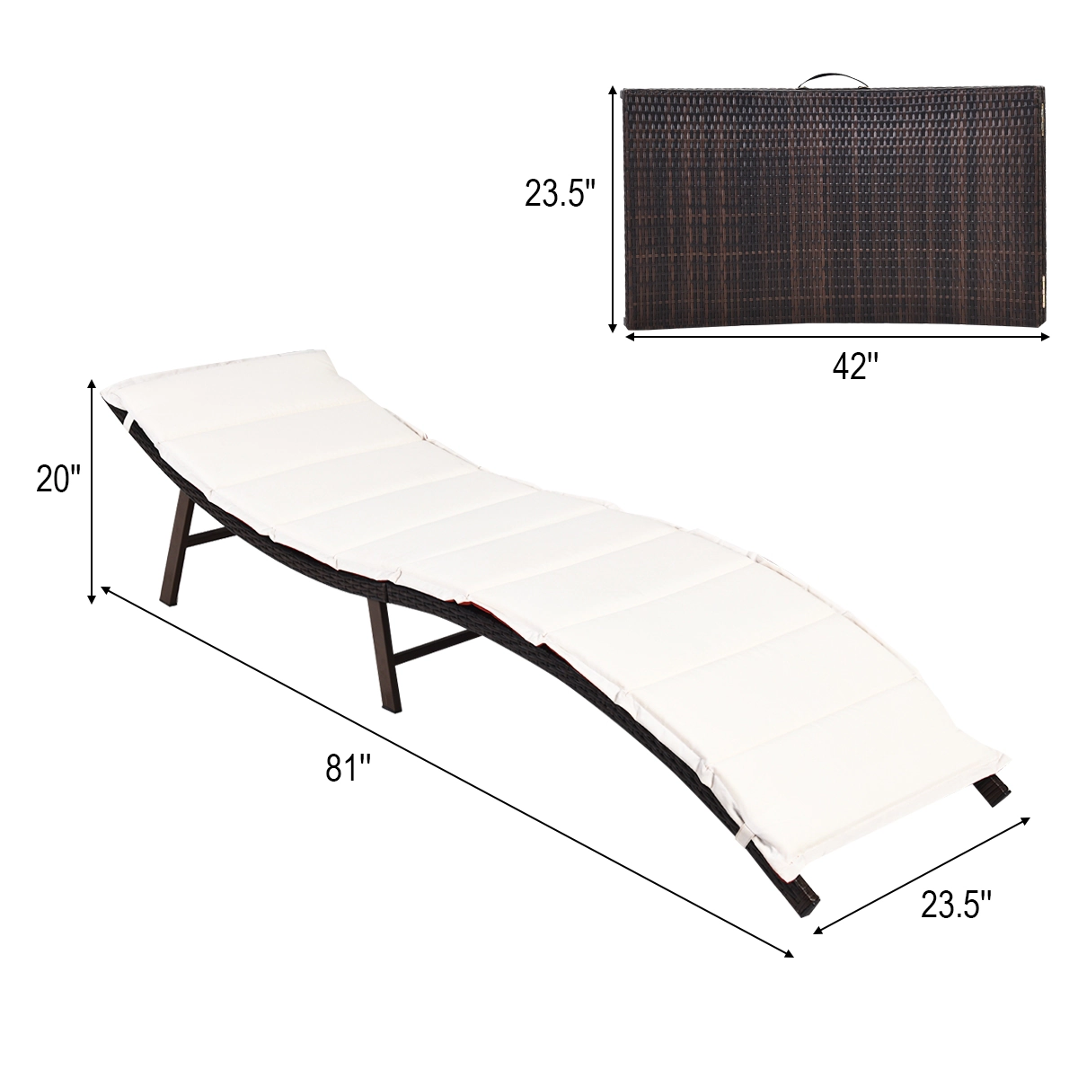 Hivvago 2Pcs Folding Patio Lounger Chair