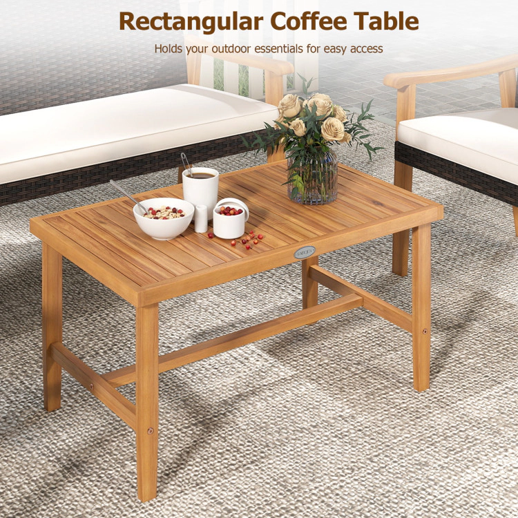 Hivvago 4 Piece Patio Furniture Set Pe Rattan Porch Chairs With Acacia Wood Coffee Table And Soft Cushions