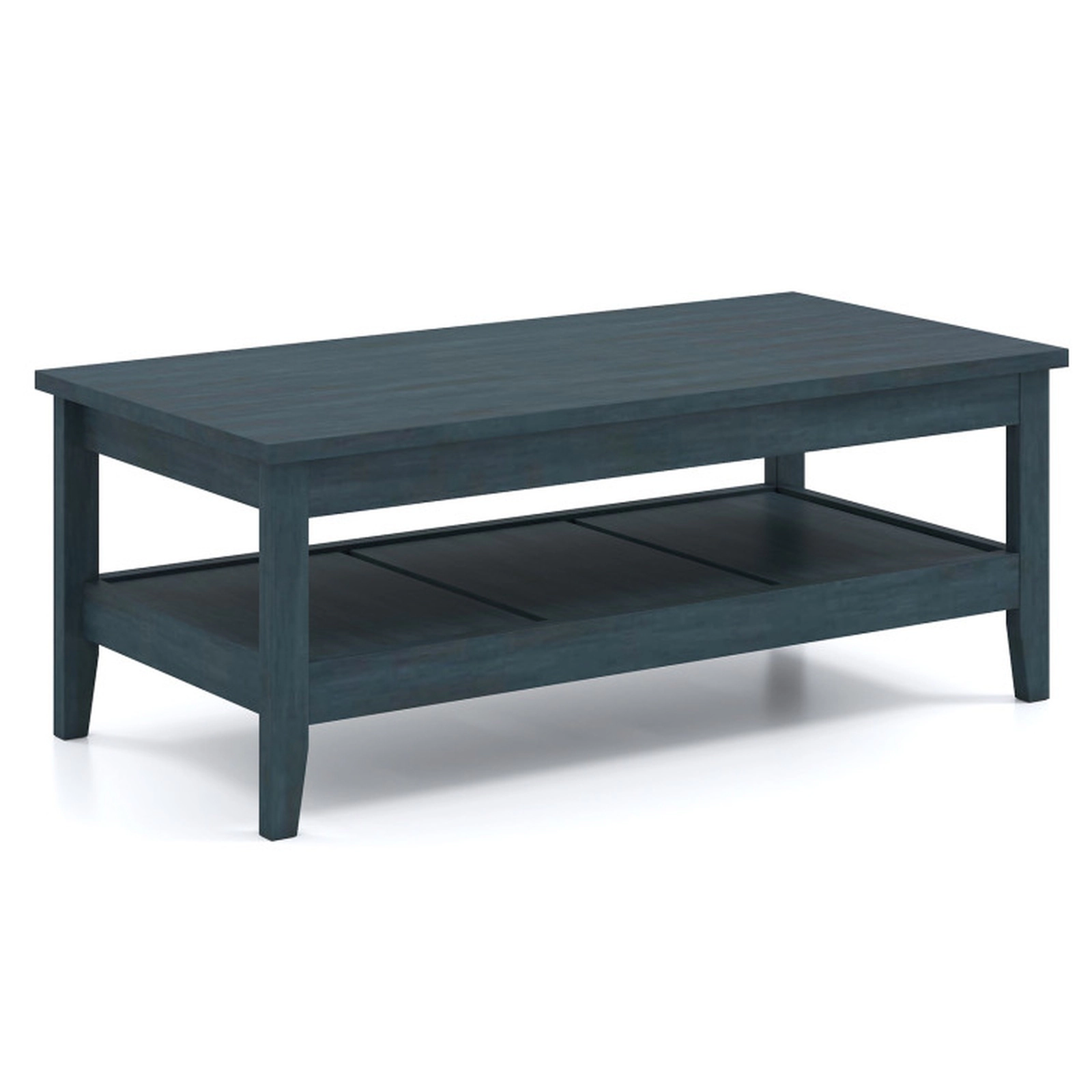SUGIFT 47-in 110-lb Capacity Farmhouse Rustic Blue Coffee Table with Thickened Tabletop and Open Lower Shelf