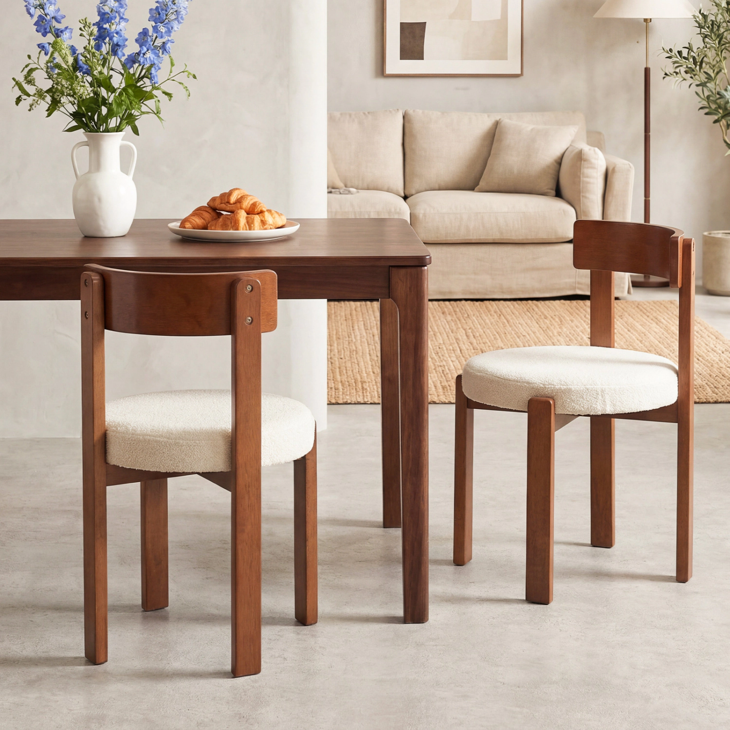 LJG Modern Dining Chairs Set of with Solid Rubber Wood Legs