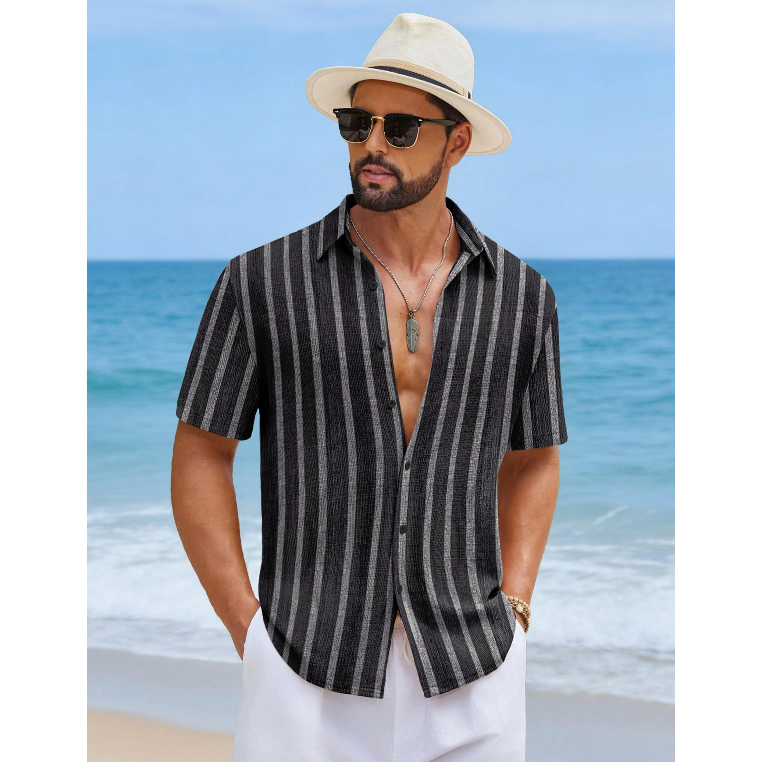 COOFANDY Men's Regular Fit Short Sleeve Camp Shirt