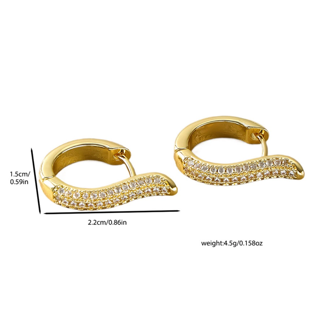 Curved Rainbow Pave Cubic Zirconia Huggie Hoop Earring