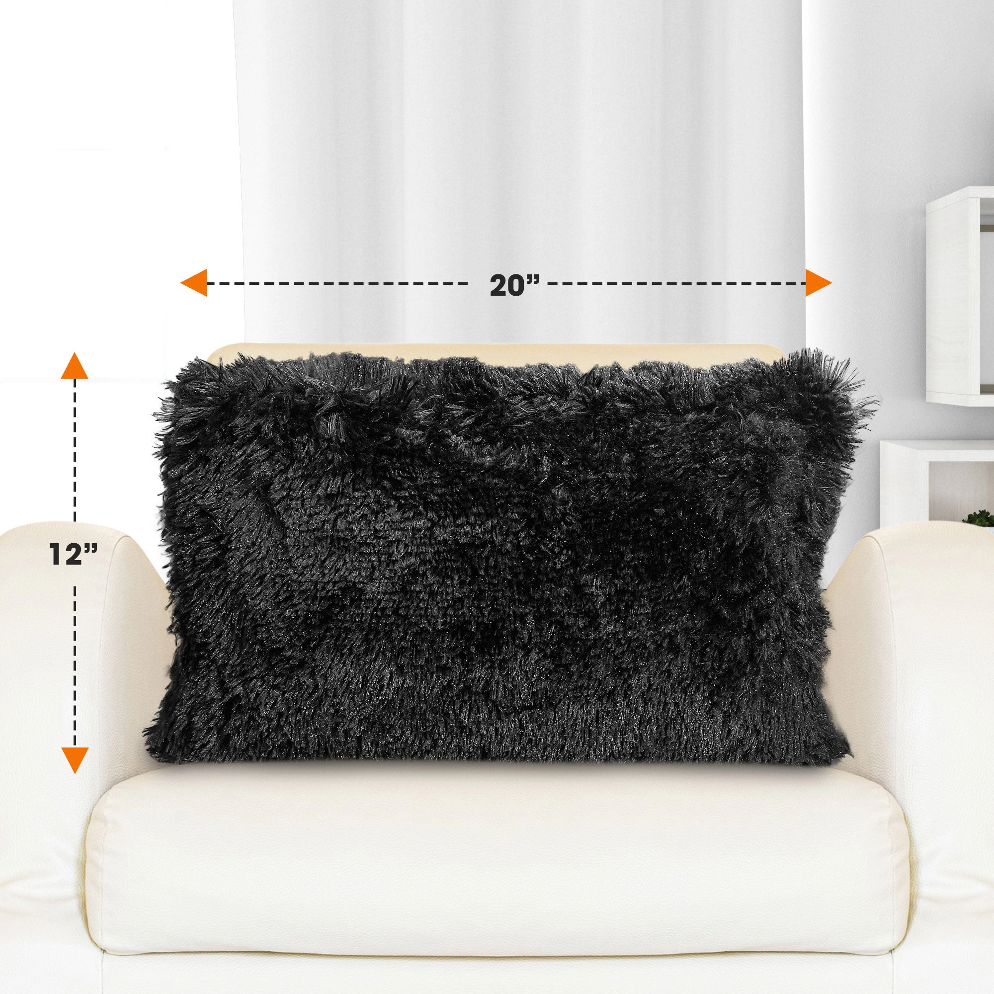 Cheer Collection 2-Pack Long Hair Shaggy Faux Fur Throw Lumbar Pillows