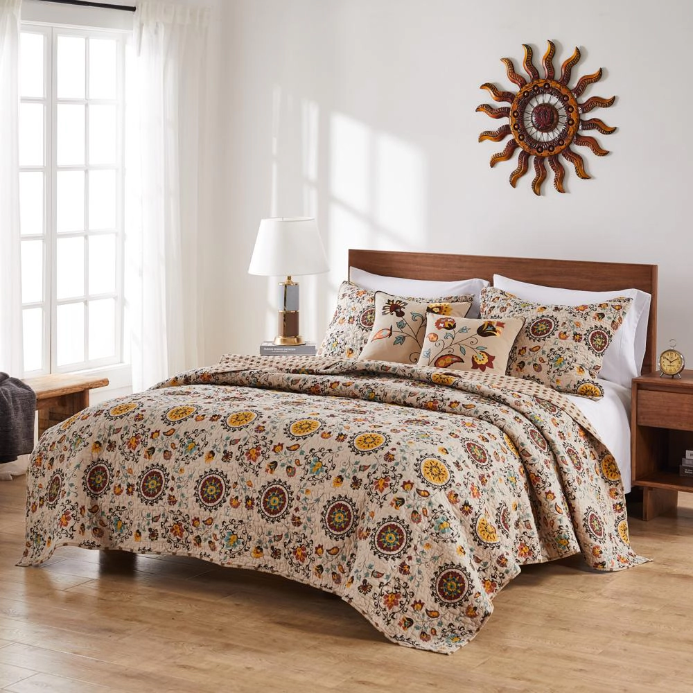 Greenland Home Fashion Andorra Quilt And Sham Bonus Set 5 Piece