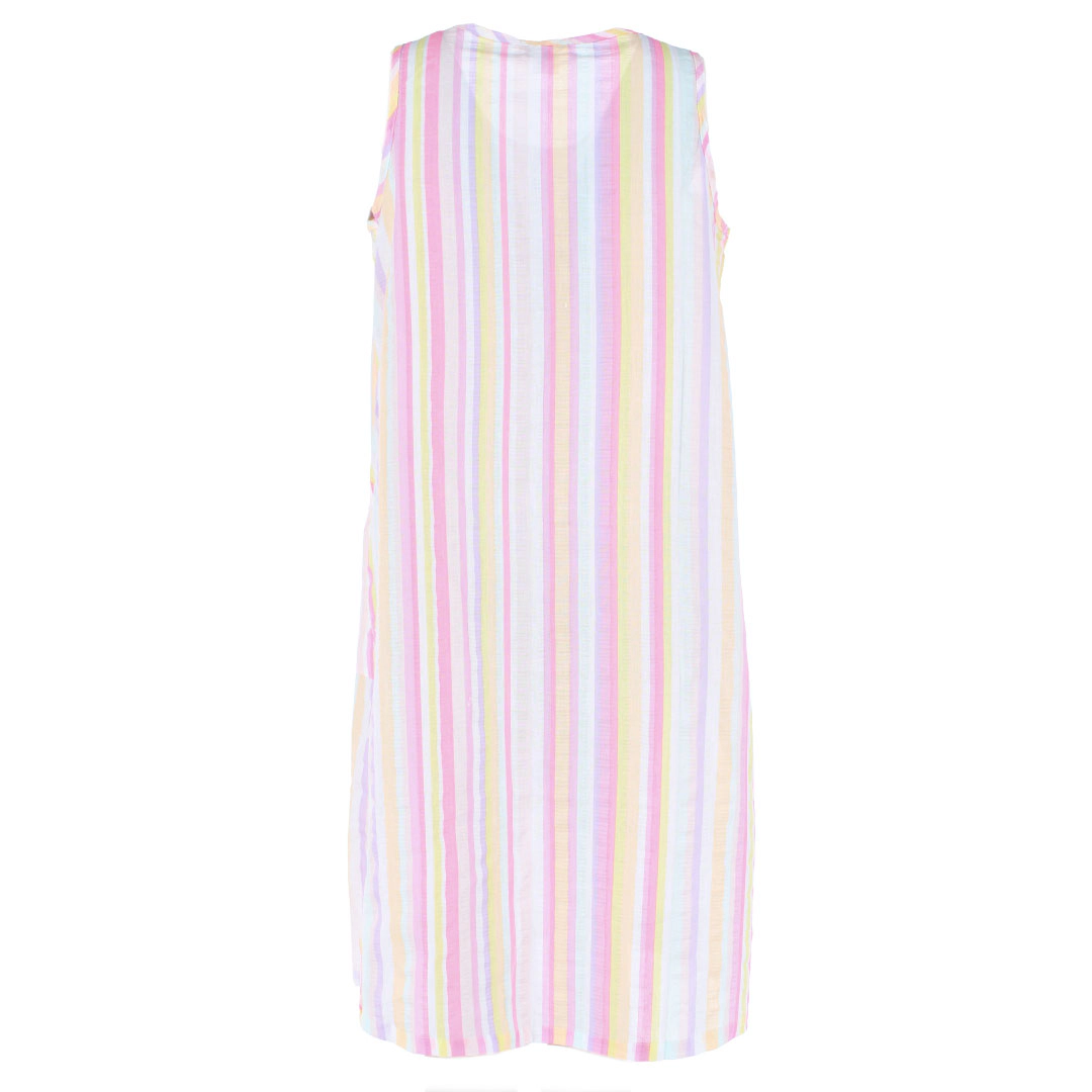Elegant Emily Women's Woven Striped Sleeveless Duster Gown