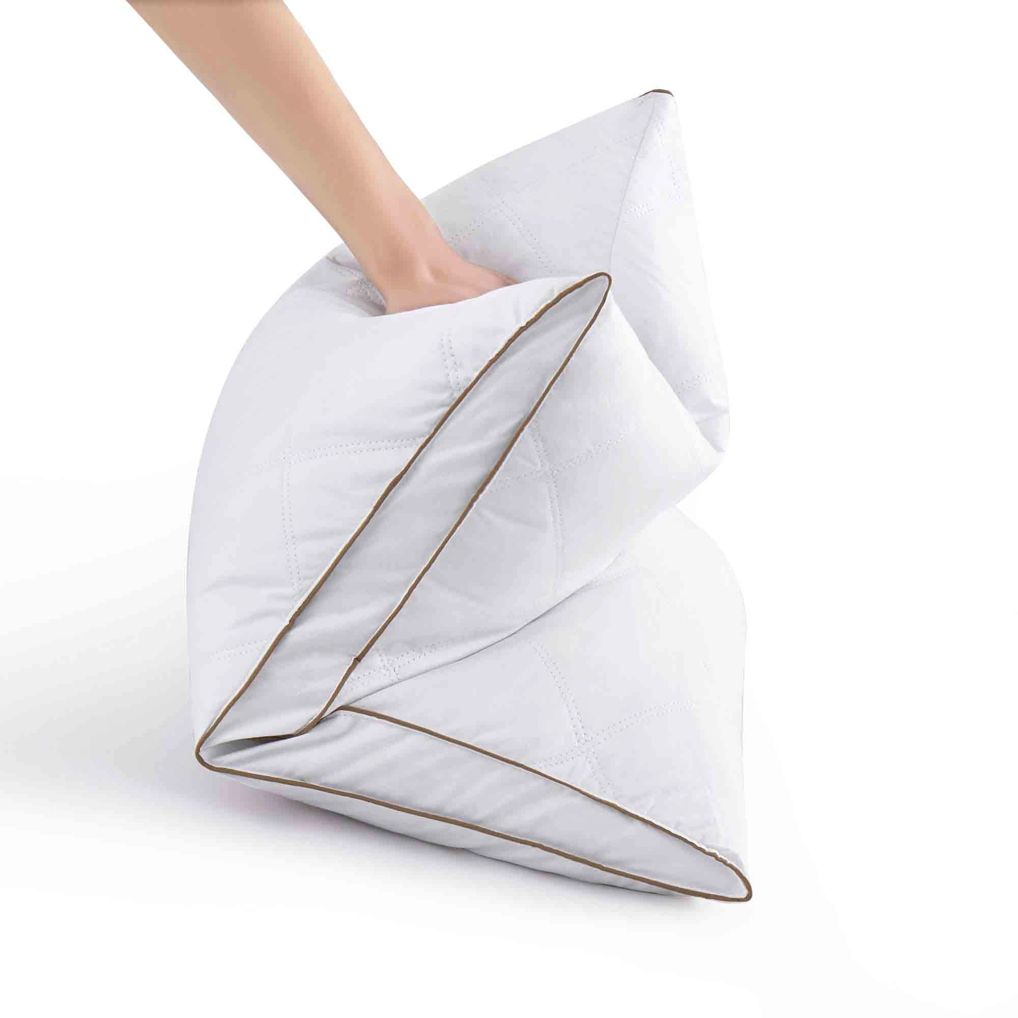 PEACENEST Oval Diamond Quilted High Loft Goose Feather Pillow Set