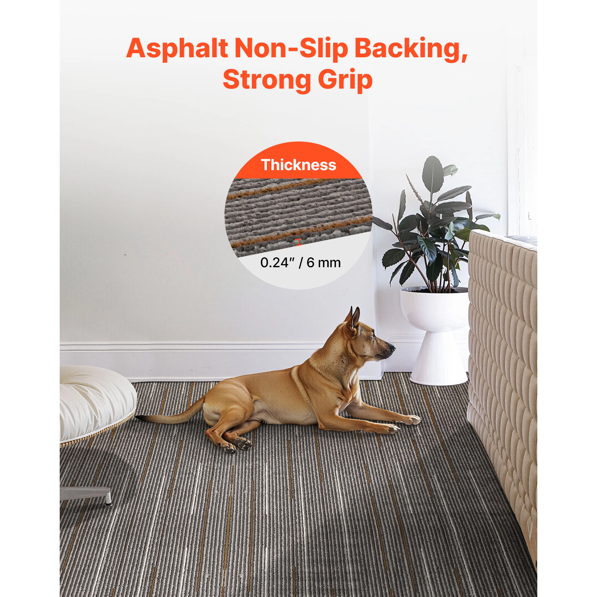 HONGGE 24-Pack Commercial Carpet Tiles, 24x24 In Padded Squares Cover 96 Sq Ft