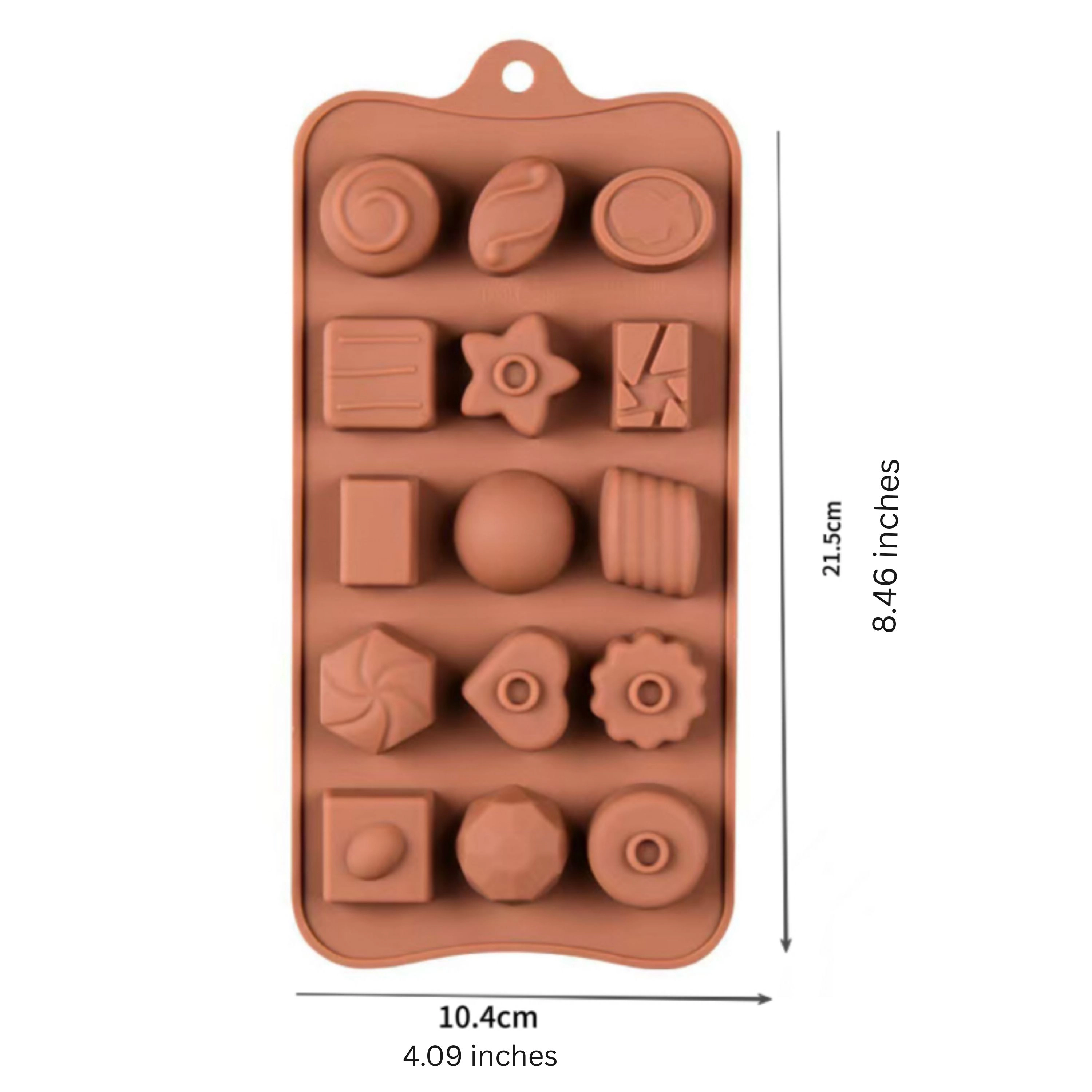 Kitcheniva 4.1 x 8.5 Inch Silicone Assorted Chocolate Mold with 15 Unique Shapes