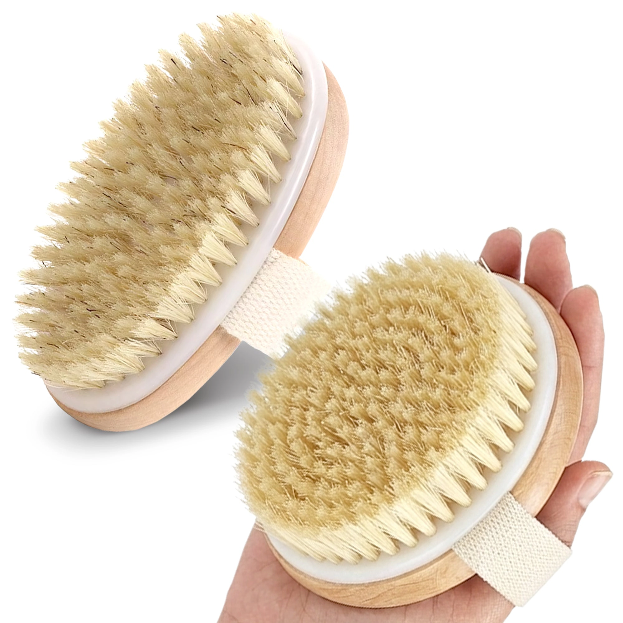 Cheer Collection Natural Bristle Exfoliating Body Brush Set, 2 Pack