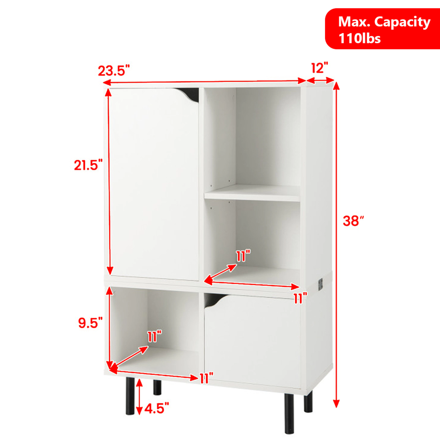 Hivvago Stackable Storage Bookcase with Adjustable Compartments