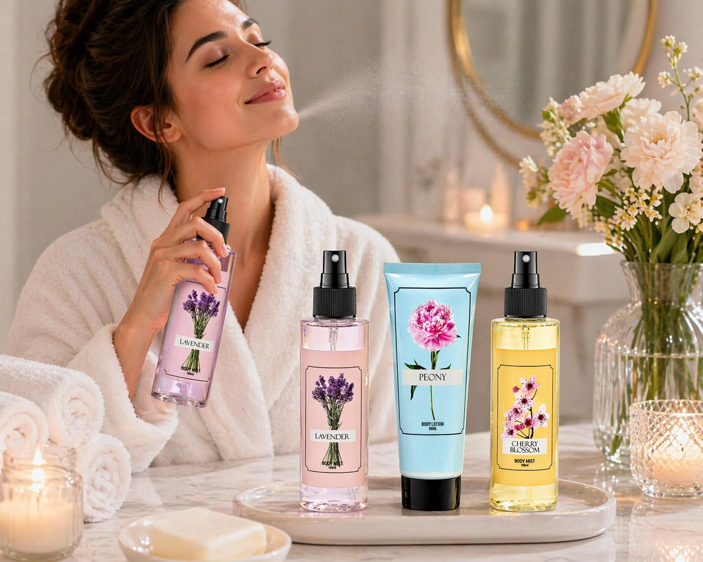 Freida & Joe Lavender, Peony & Cherry Blossom 6-Piece Body Mist and Lotion Set