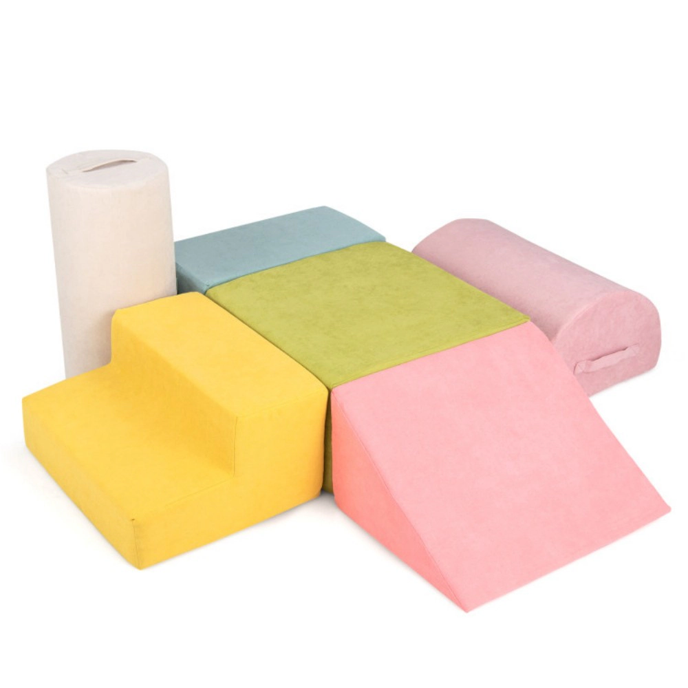 SUGIFT 6-Piece Baby Climbing Blocks with 30D High-Density Foam and Carrying Handles Ages 1-3 Macaron Multicolor