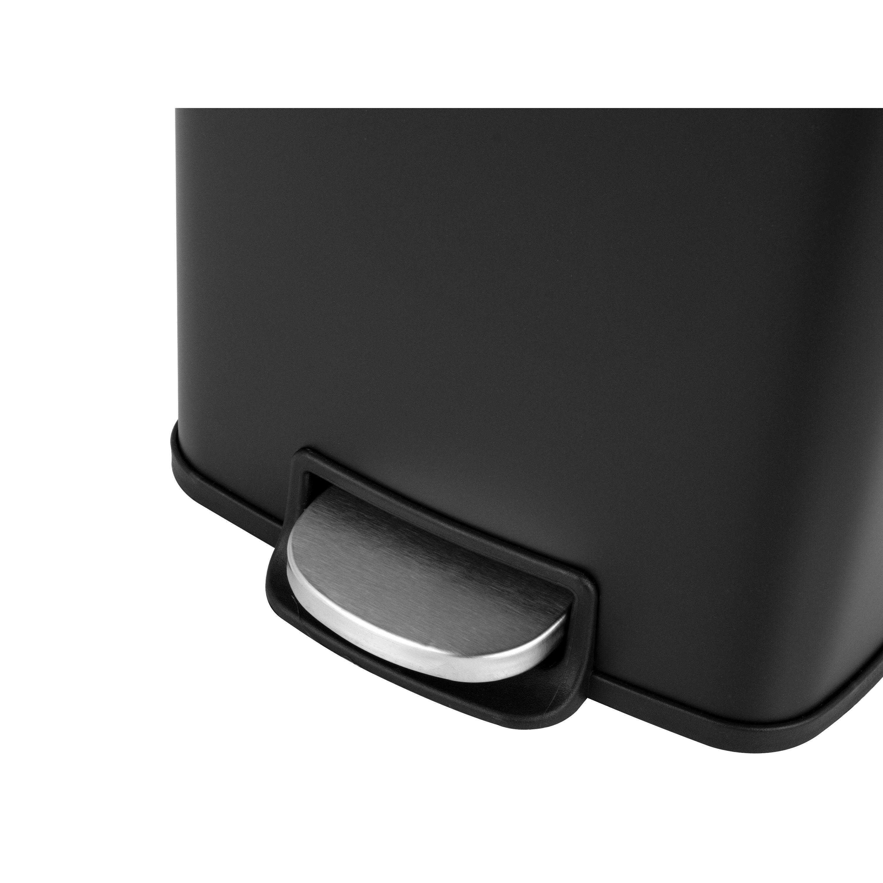 Innovaze 1.3 Gal./5 Liter Rectangular Matt Black Step-on Trash Can for Bathroom and Office