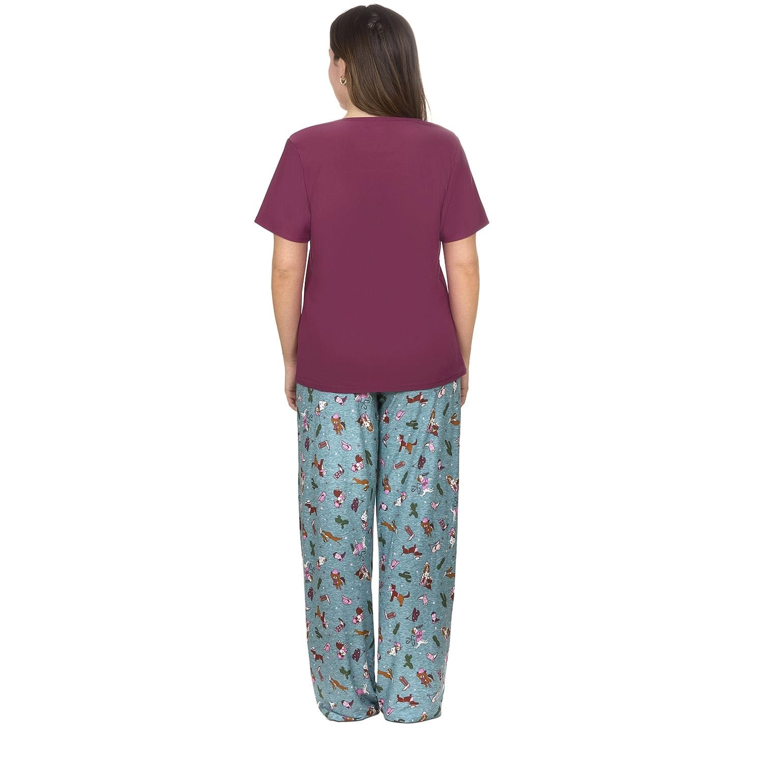 MeMoi Women's Rodeo Dogs Two Piece Pajama Set A Bag